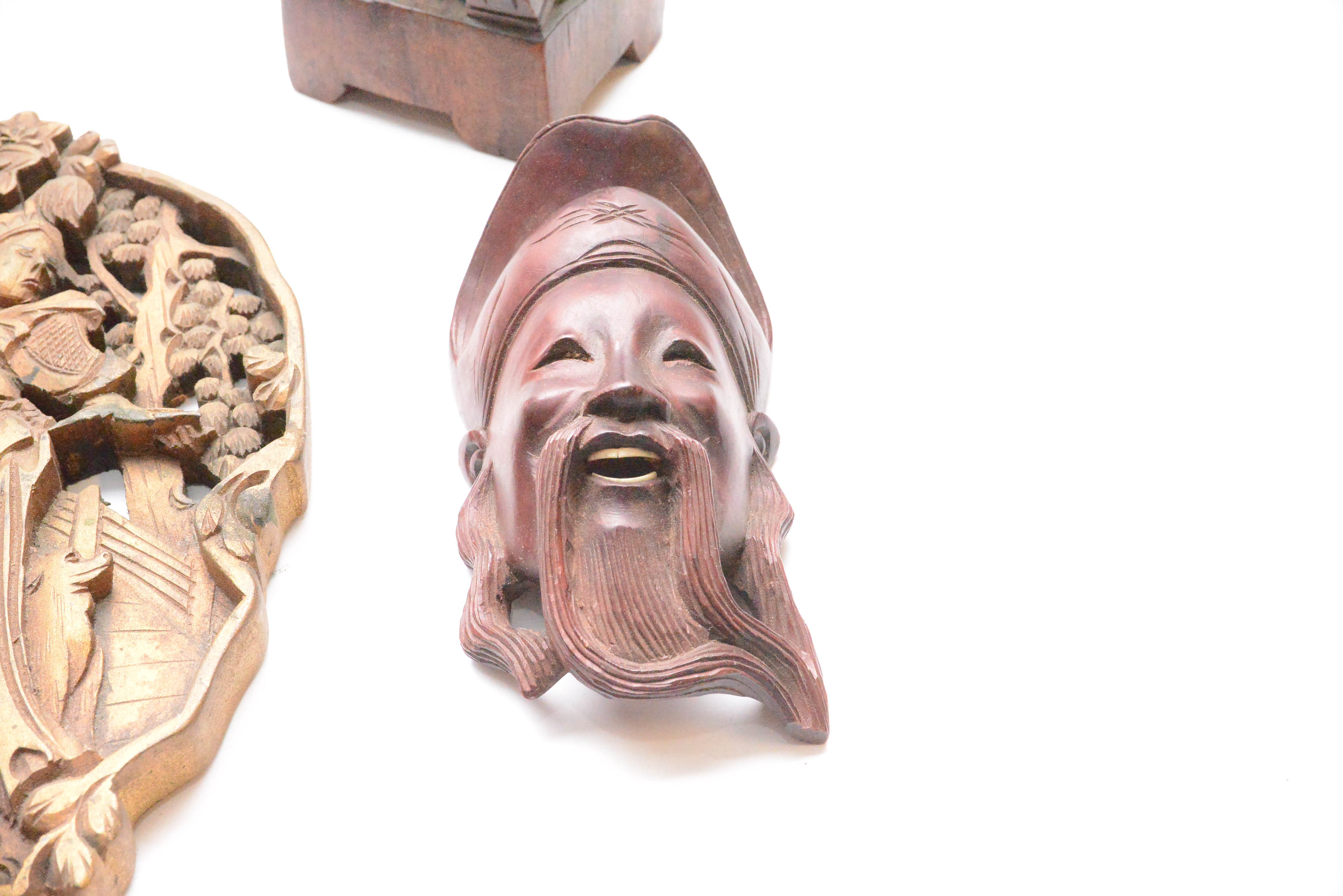 Collection of Asian Style Carved Wood Decor