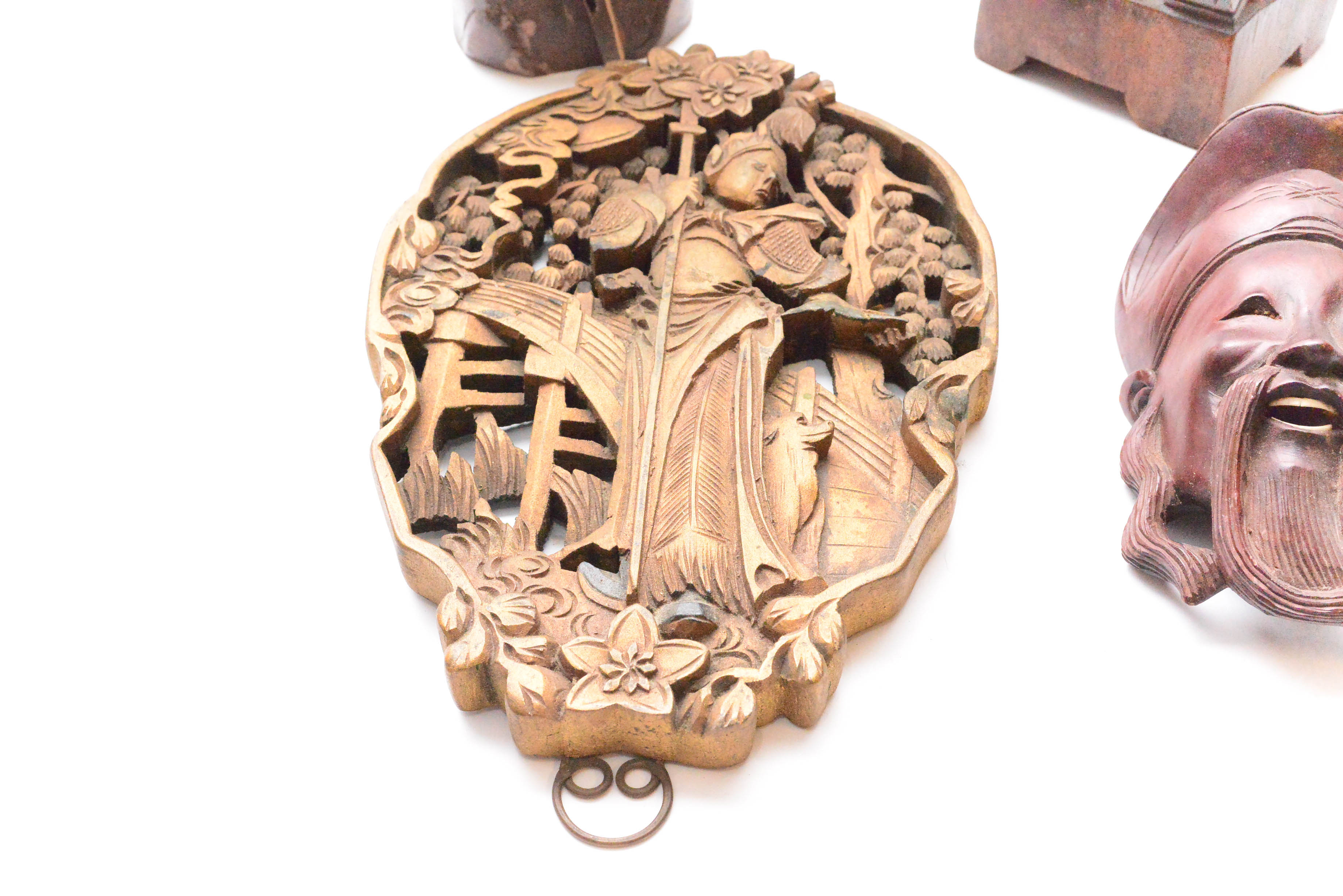 Collection of Asian Style Carved Wood Decor