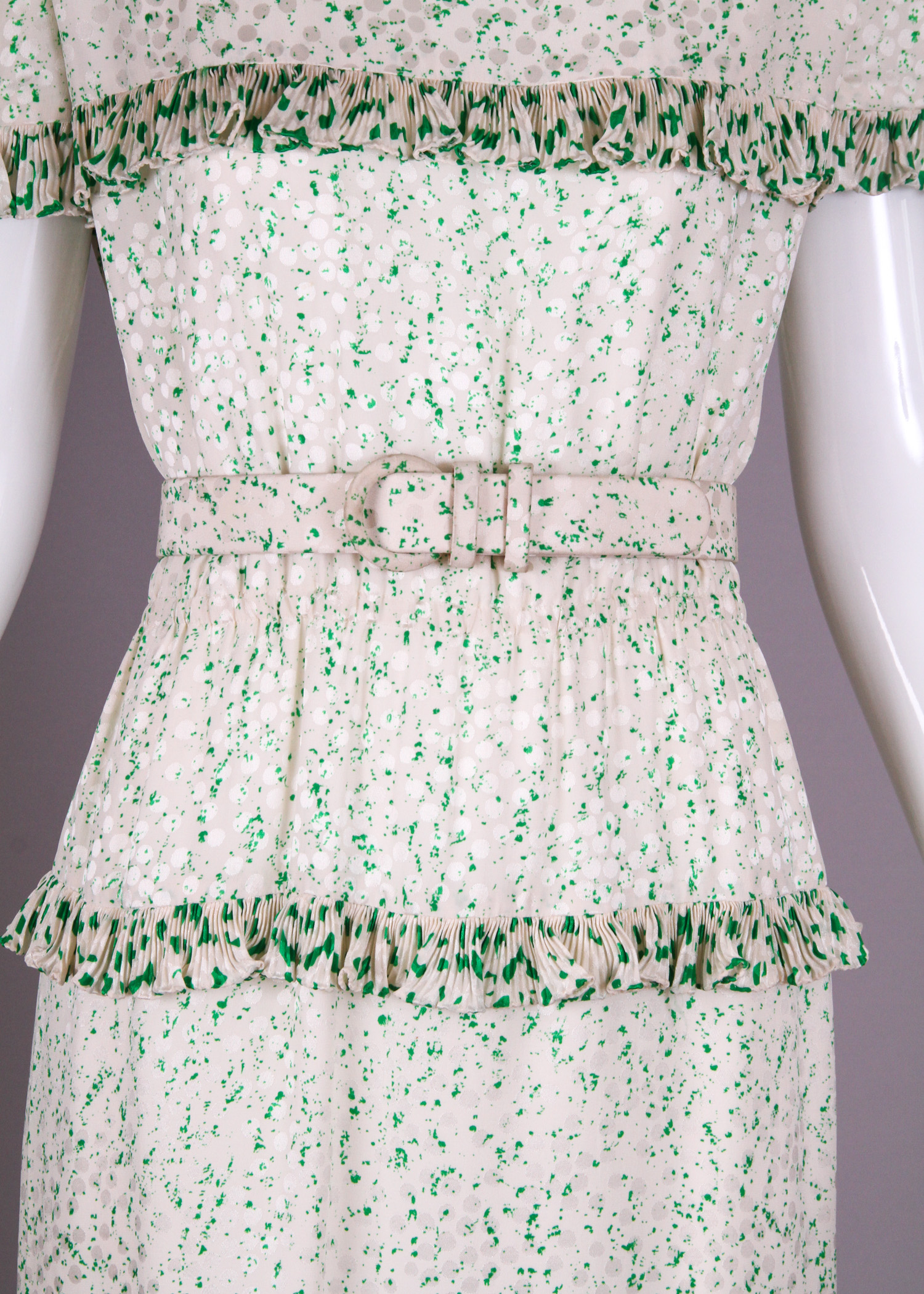 Vintage Bill Blass Tiered Printed Silk Dress