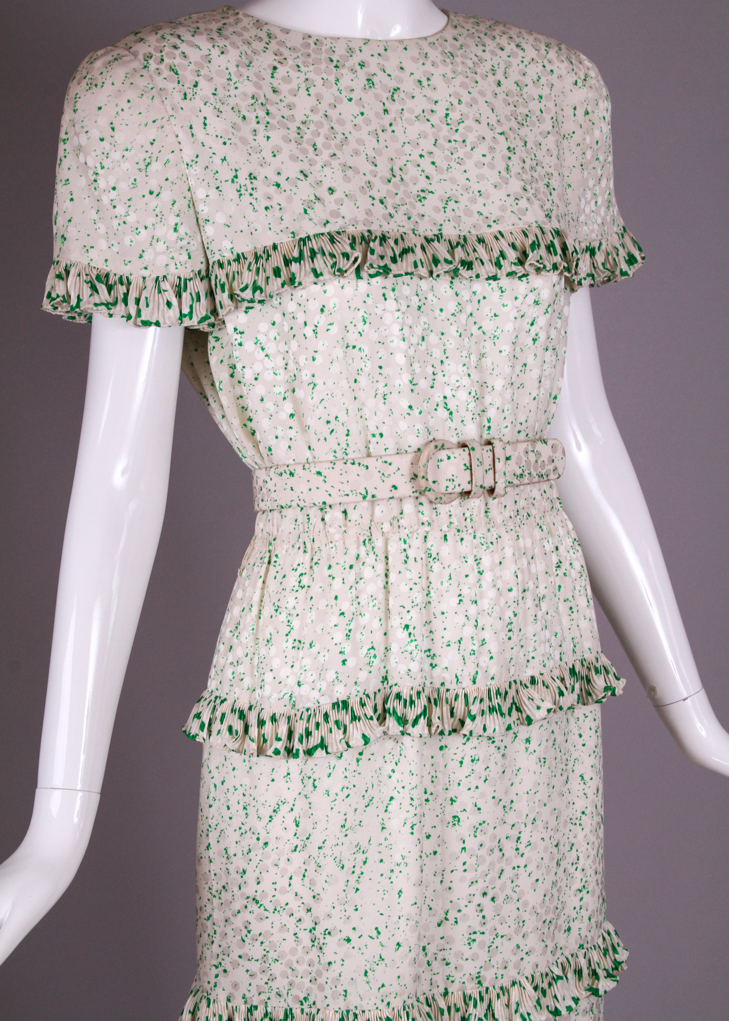 Vintage Bill Blass Tiered Printed Silk Dress