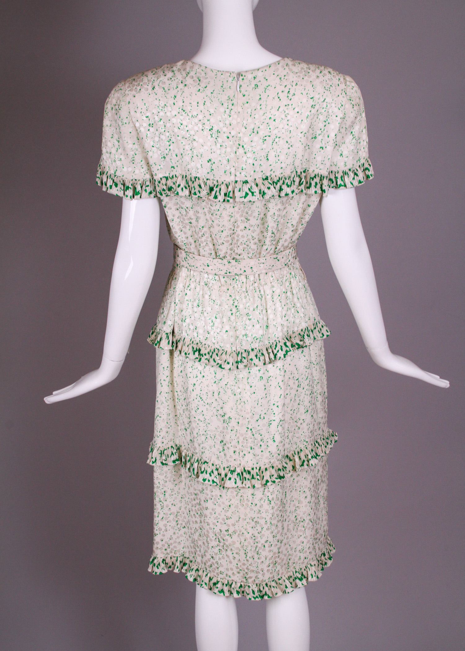 Vintage Bill Blass Tiered Printed Silk Dress