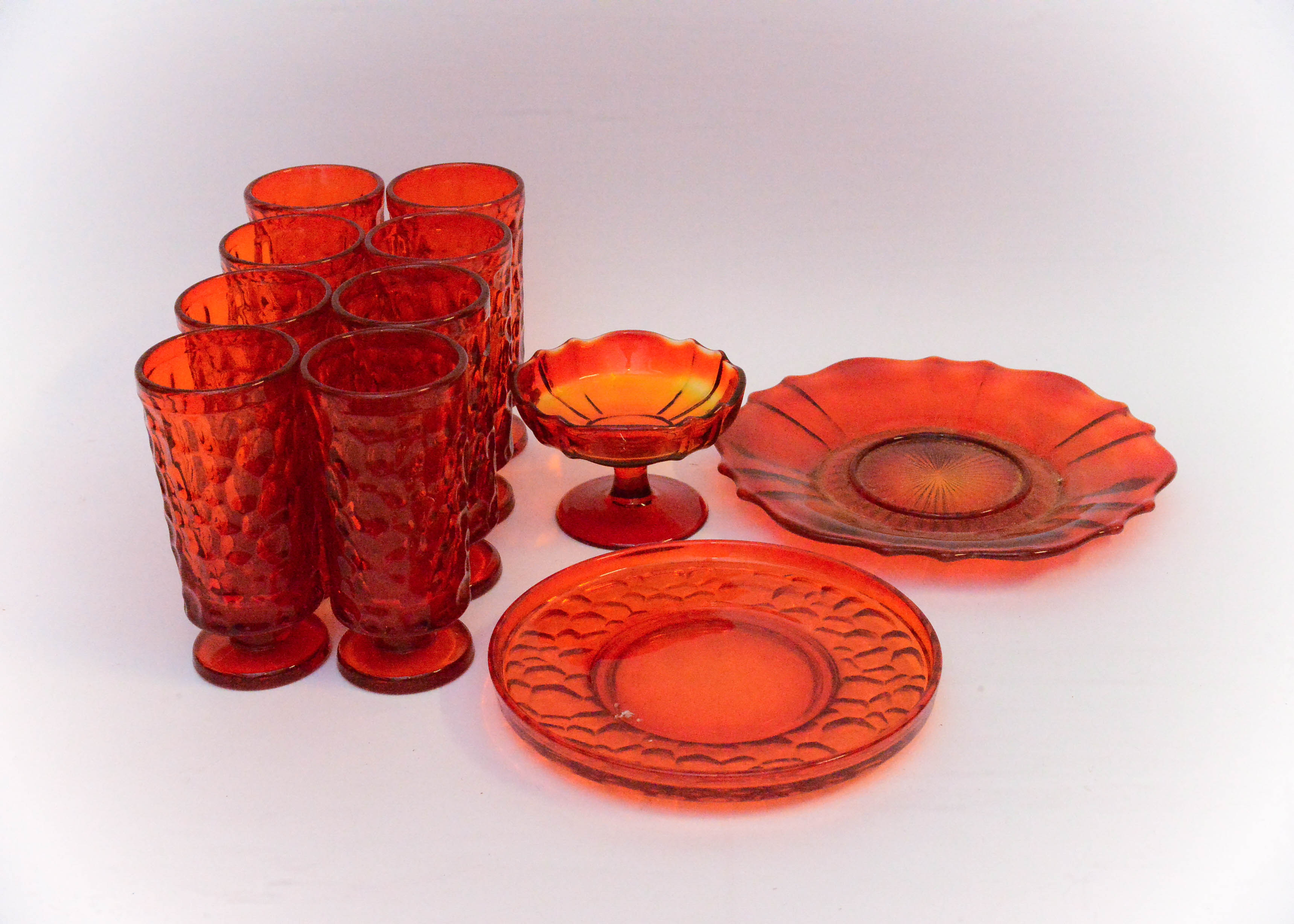 Set of Orange Vintage Glassware
