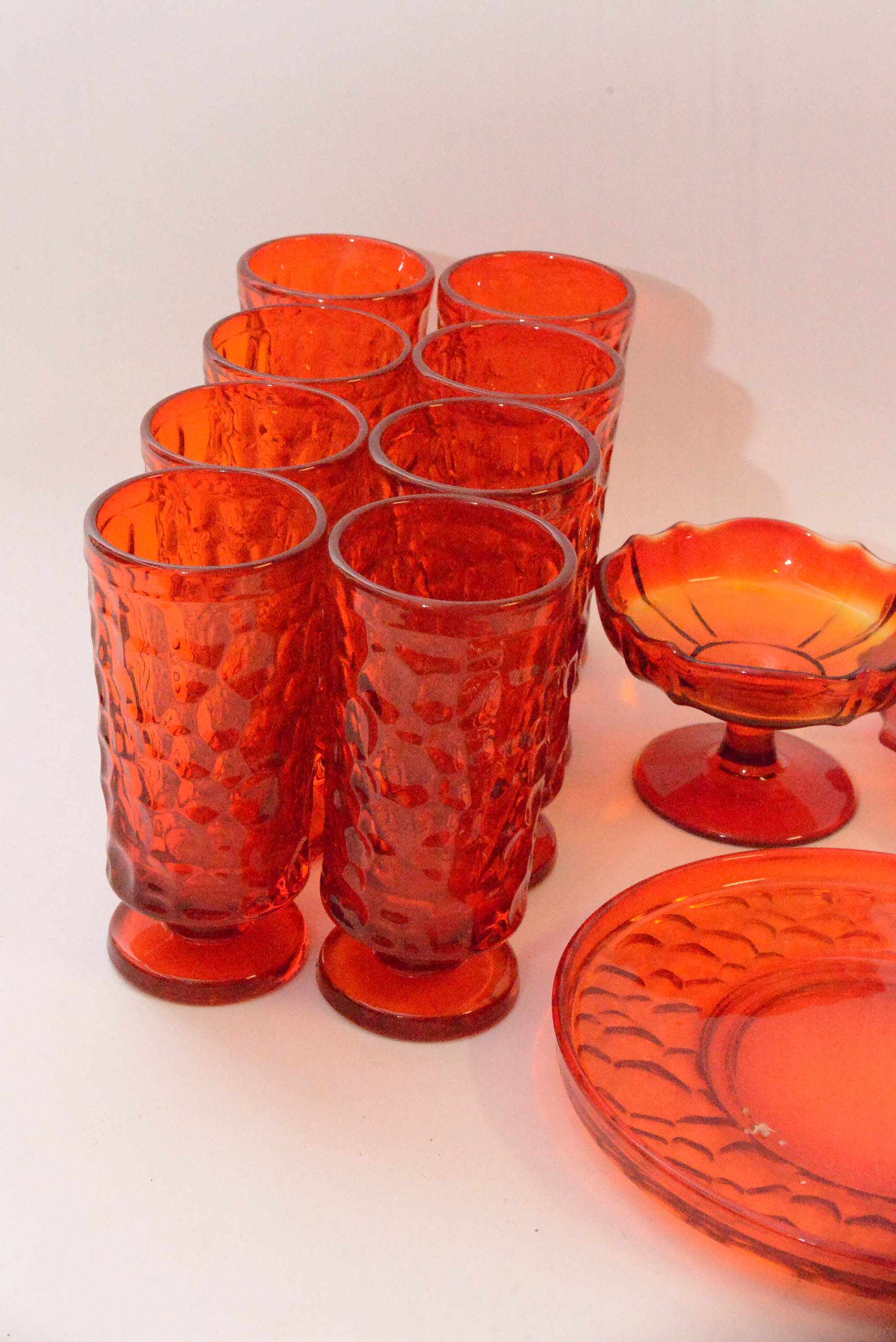 Set of Orange Vintage Glassware