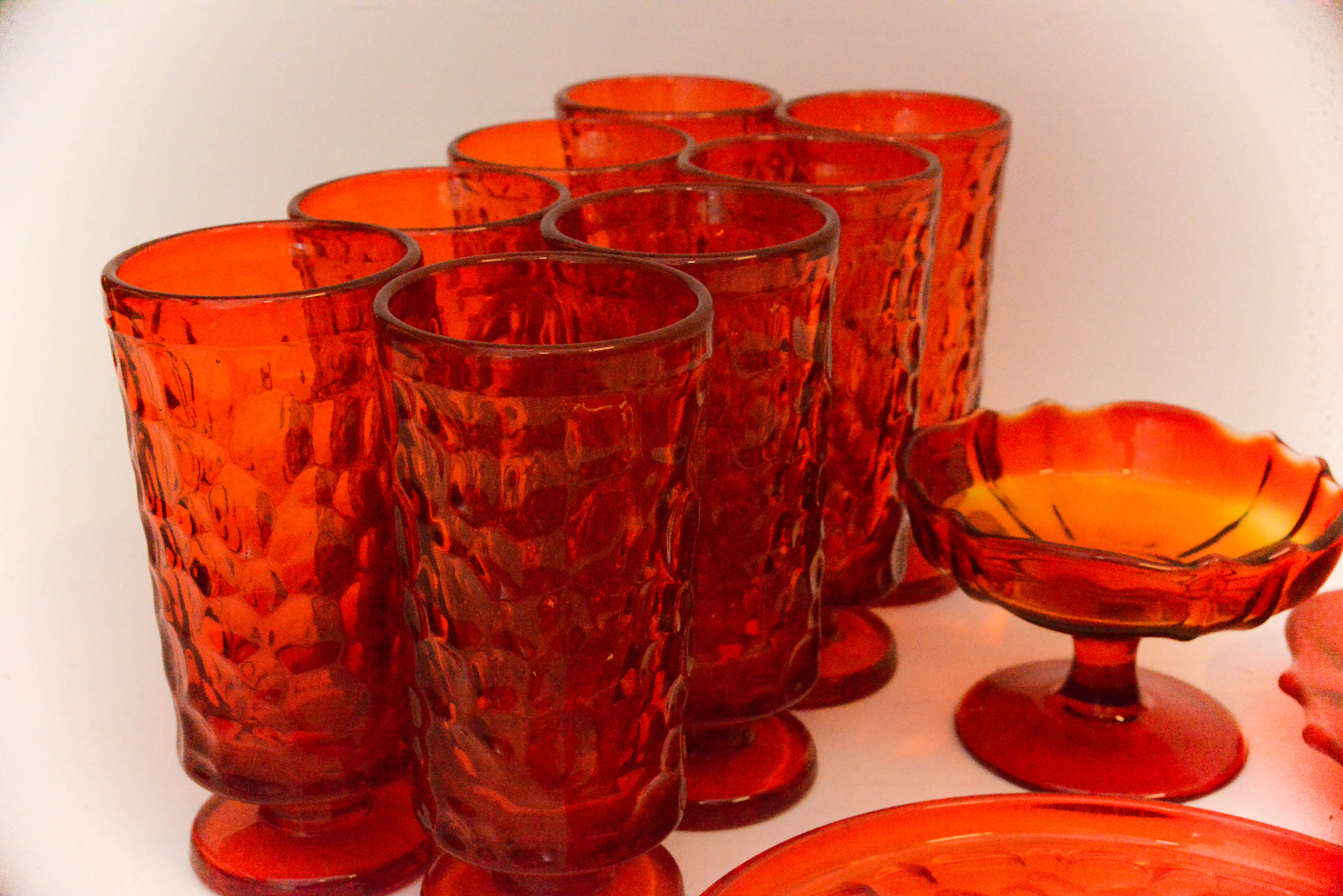 Set of Orange Vintage Glassware