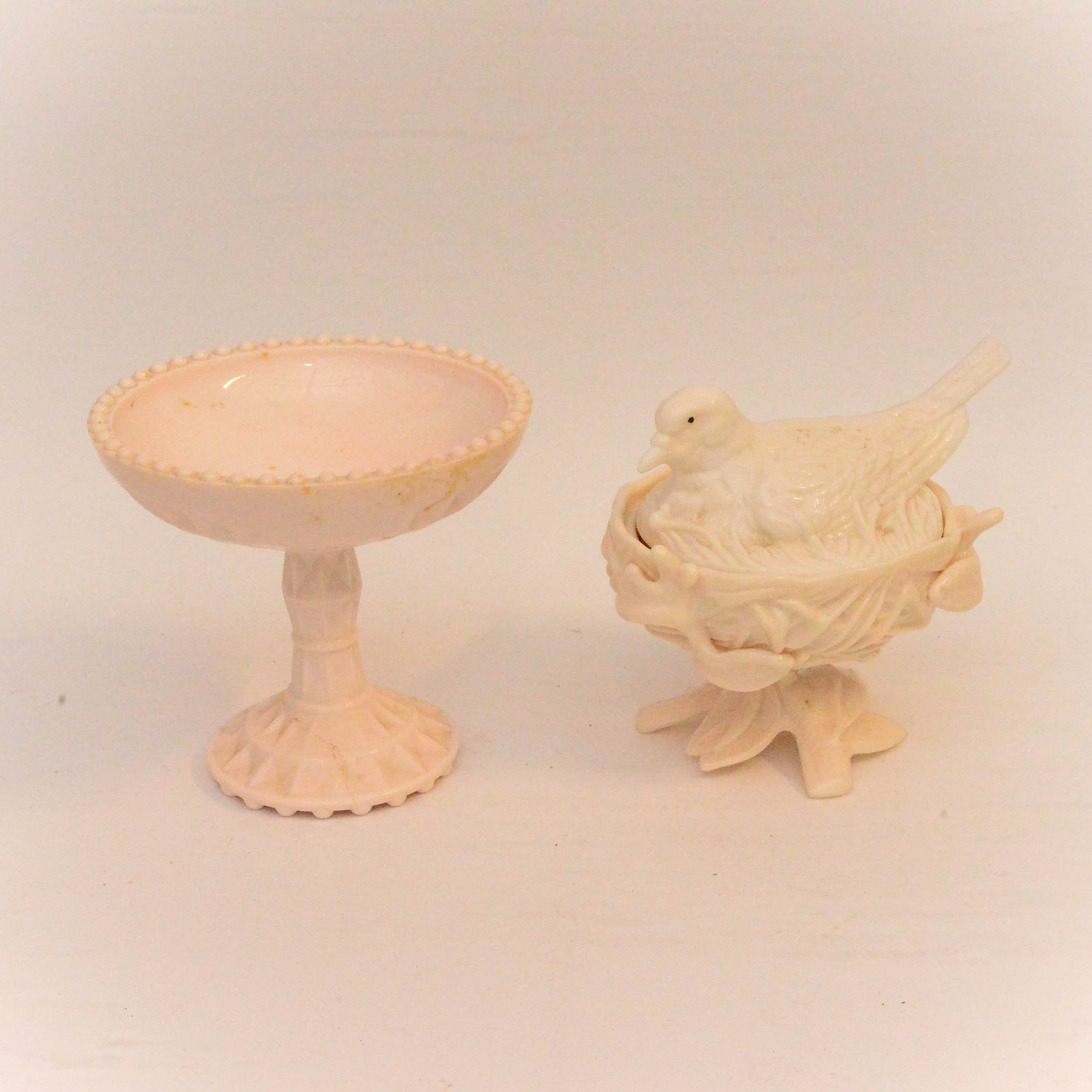 Pink Milk Glass Pieces