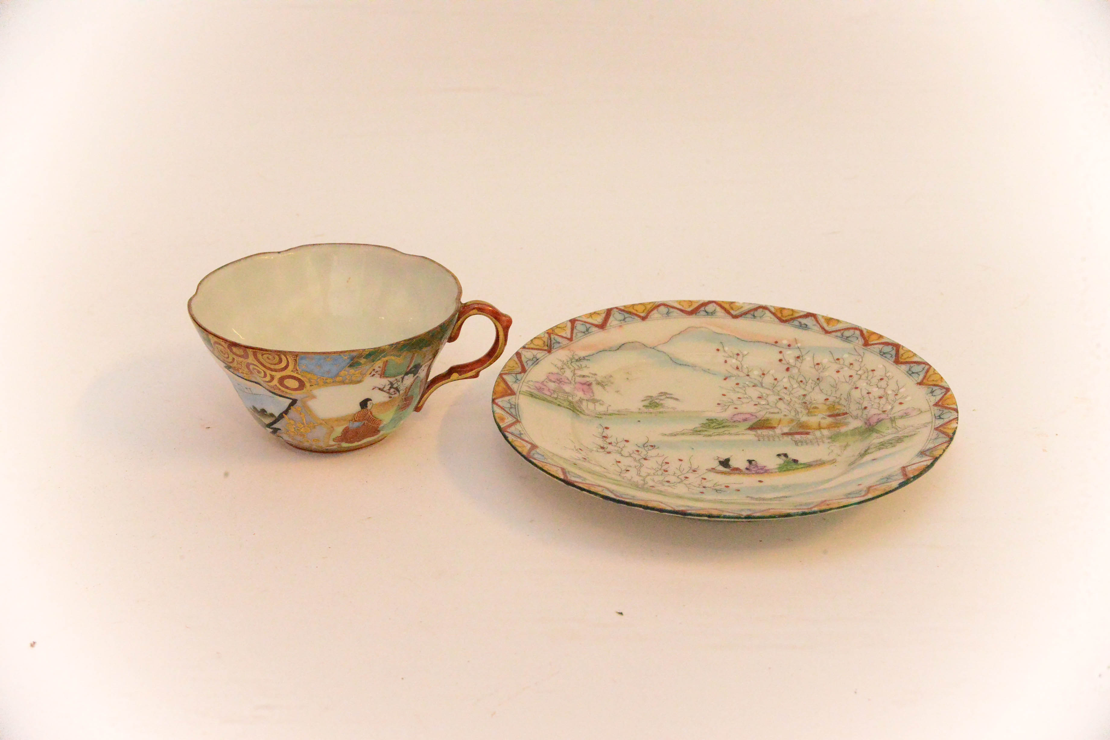 Pair of Japanese Porcelain Teacups and Saucers