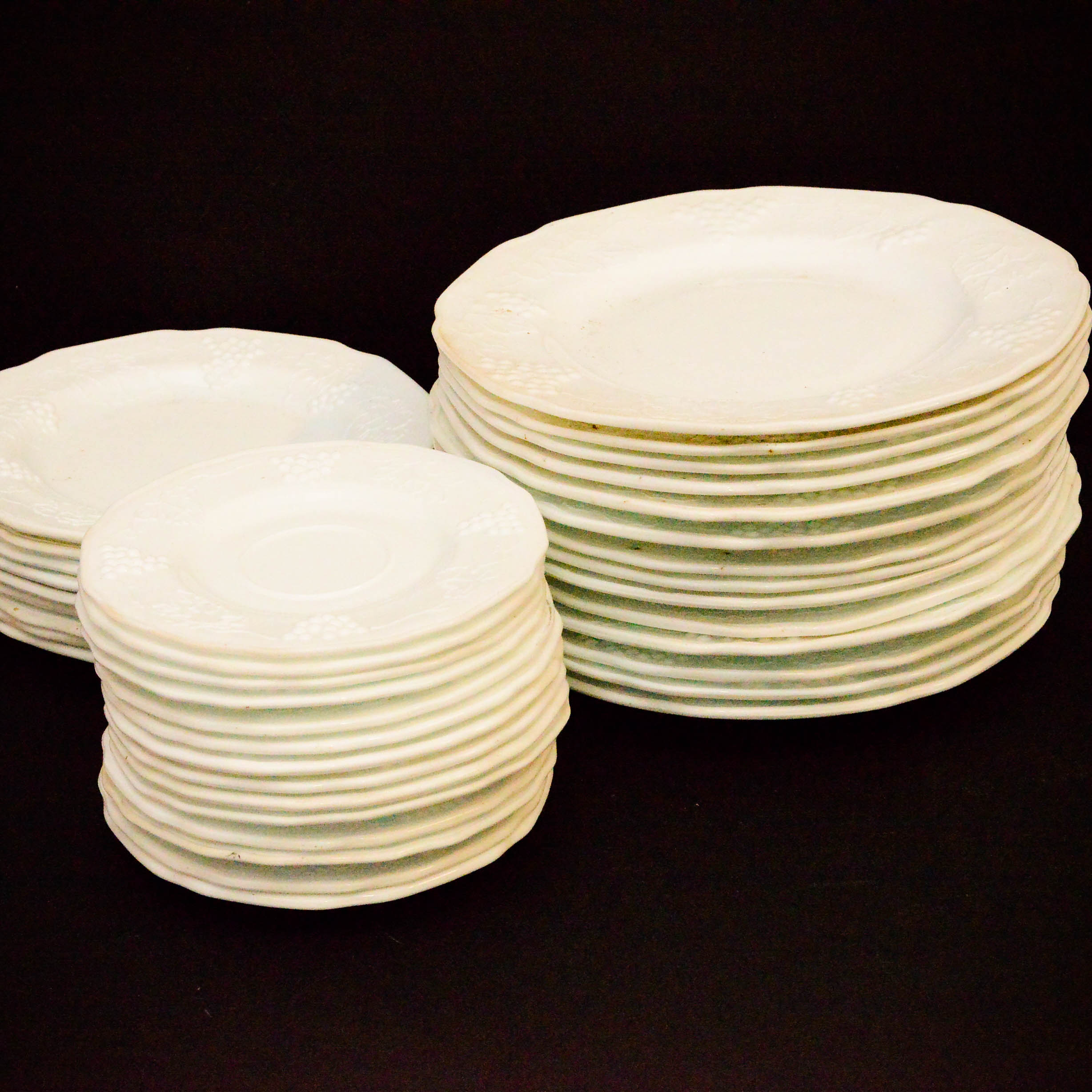 White Plates with Grapevine Dishware