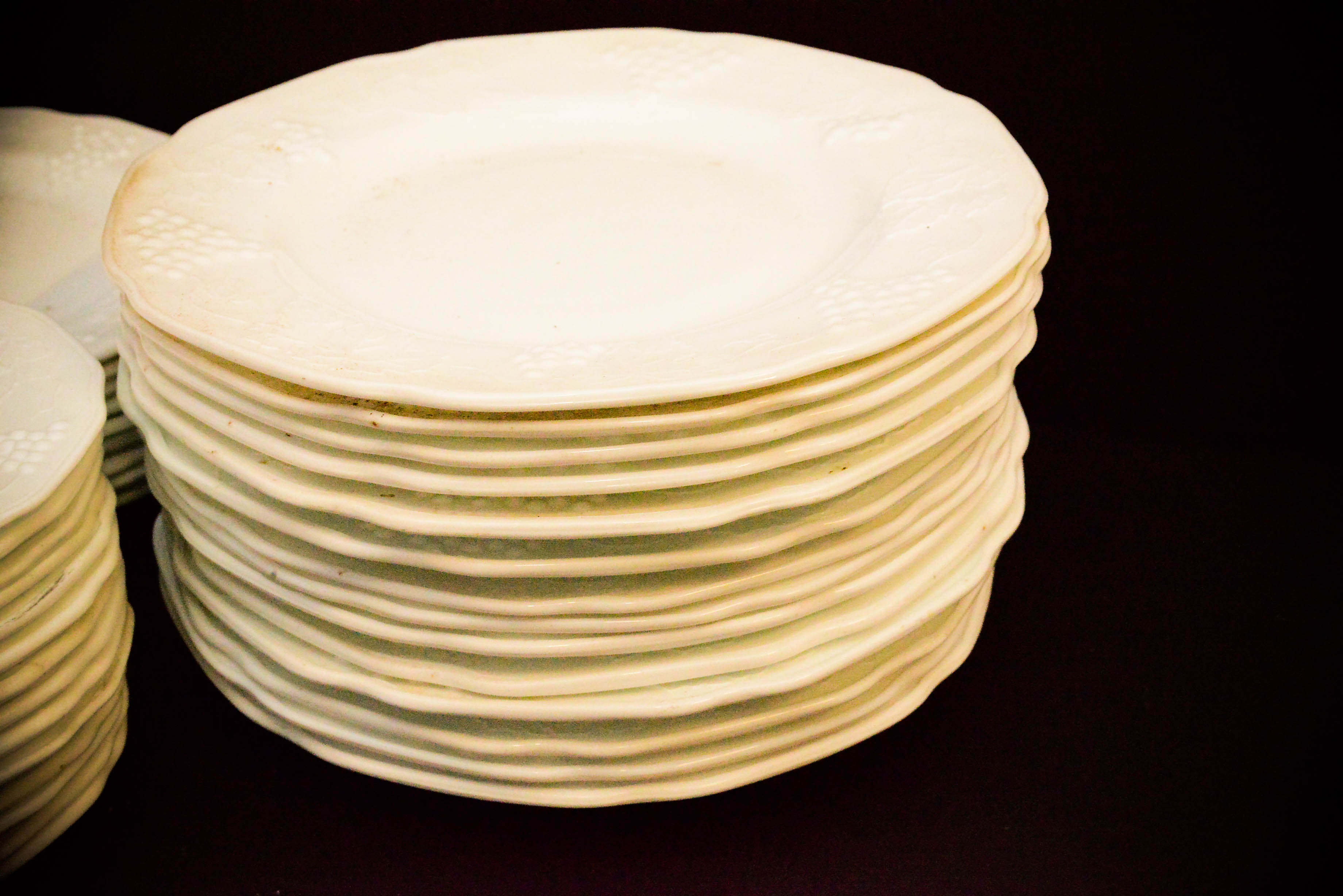 White Plates with Grapevine Dishware