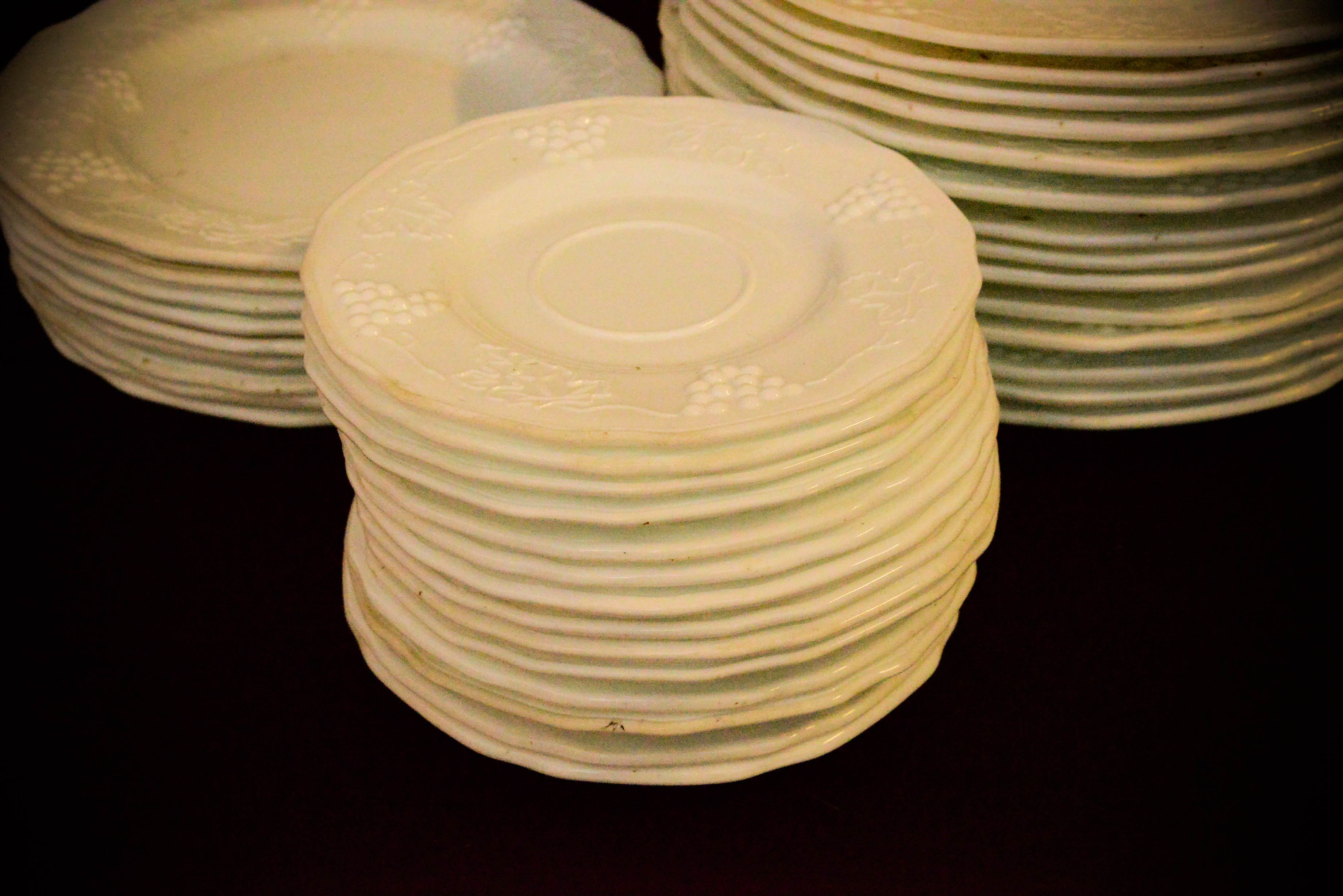 White Plates with Grapevine Dishware