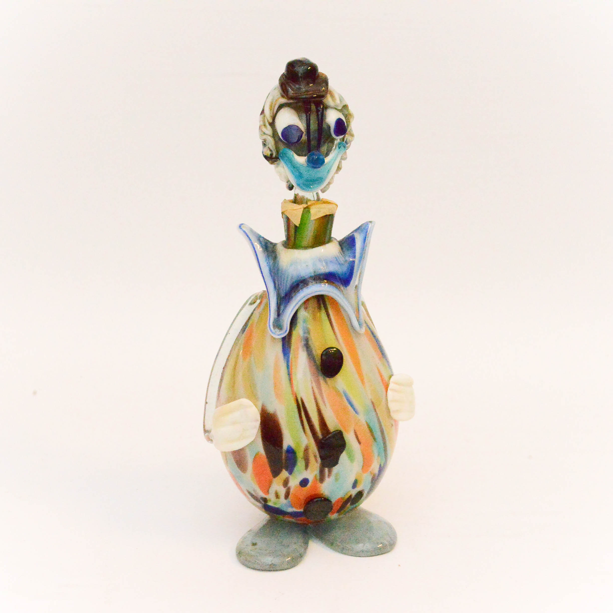 Art Glass Clown Decanter in the Style of Murano Sommerso