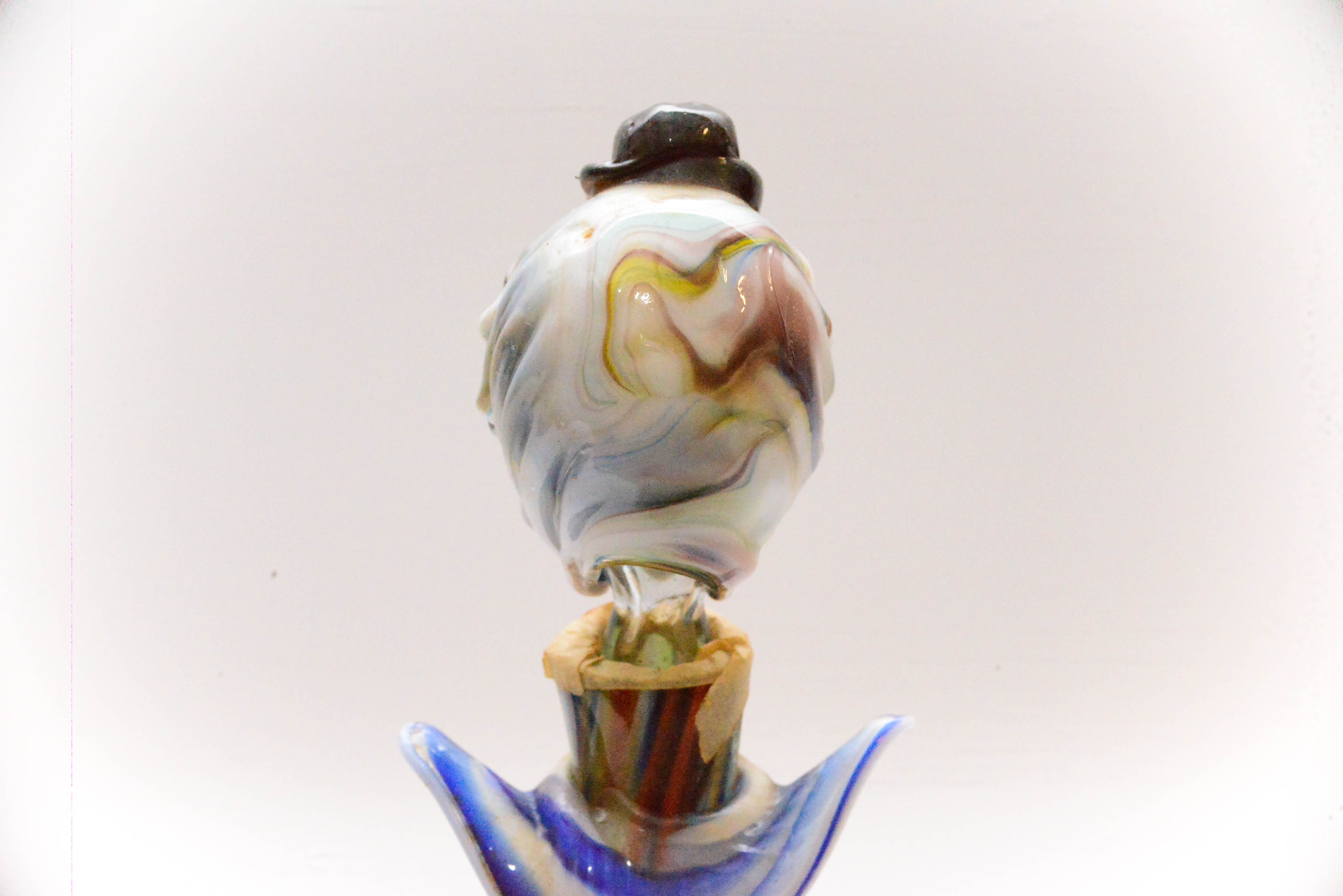 Art Glass Clown Decanter in the Style of Murano Sommerso