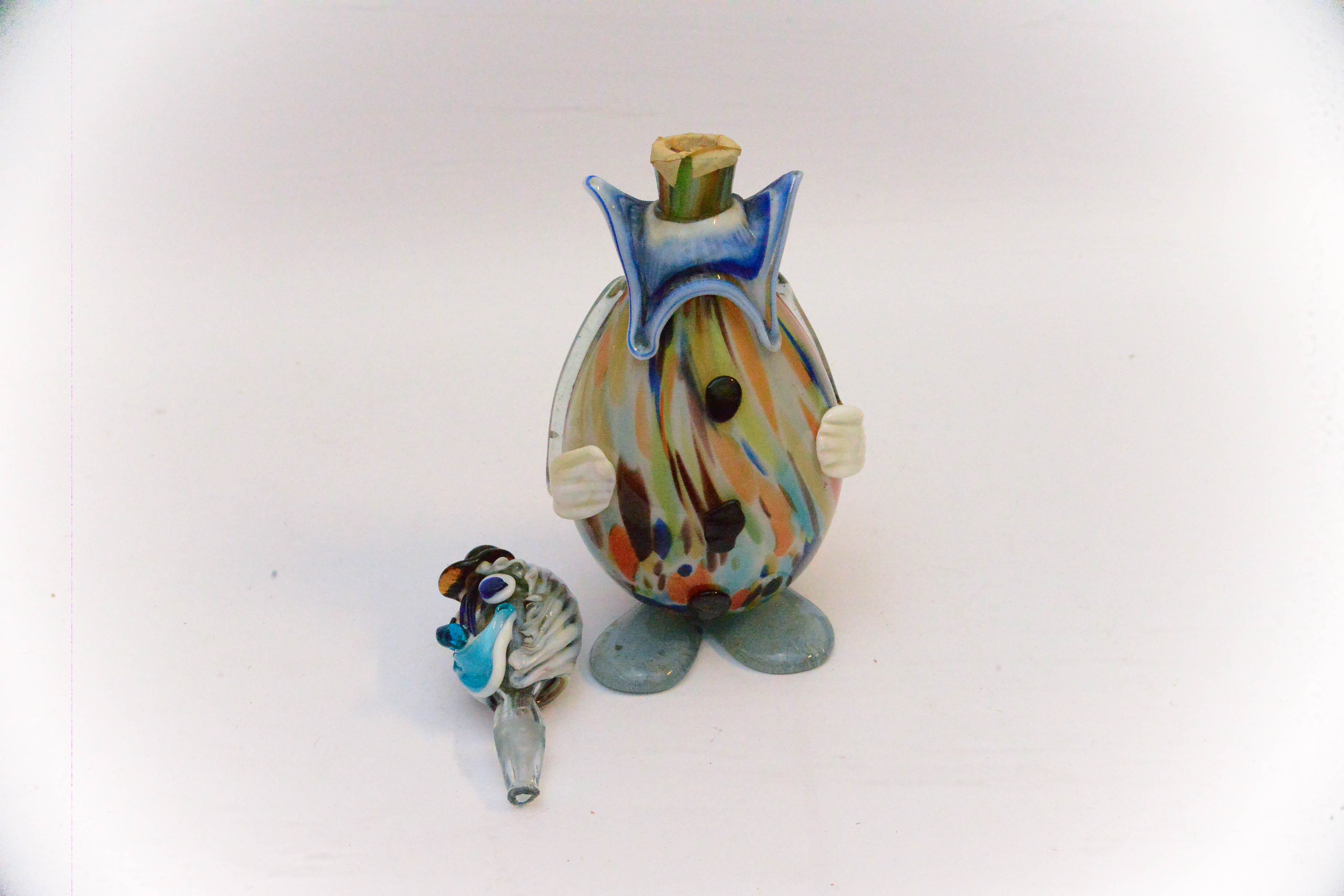 Art Glass Clown Decanter in the Style of Murano Sommerso