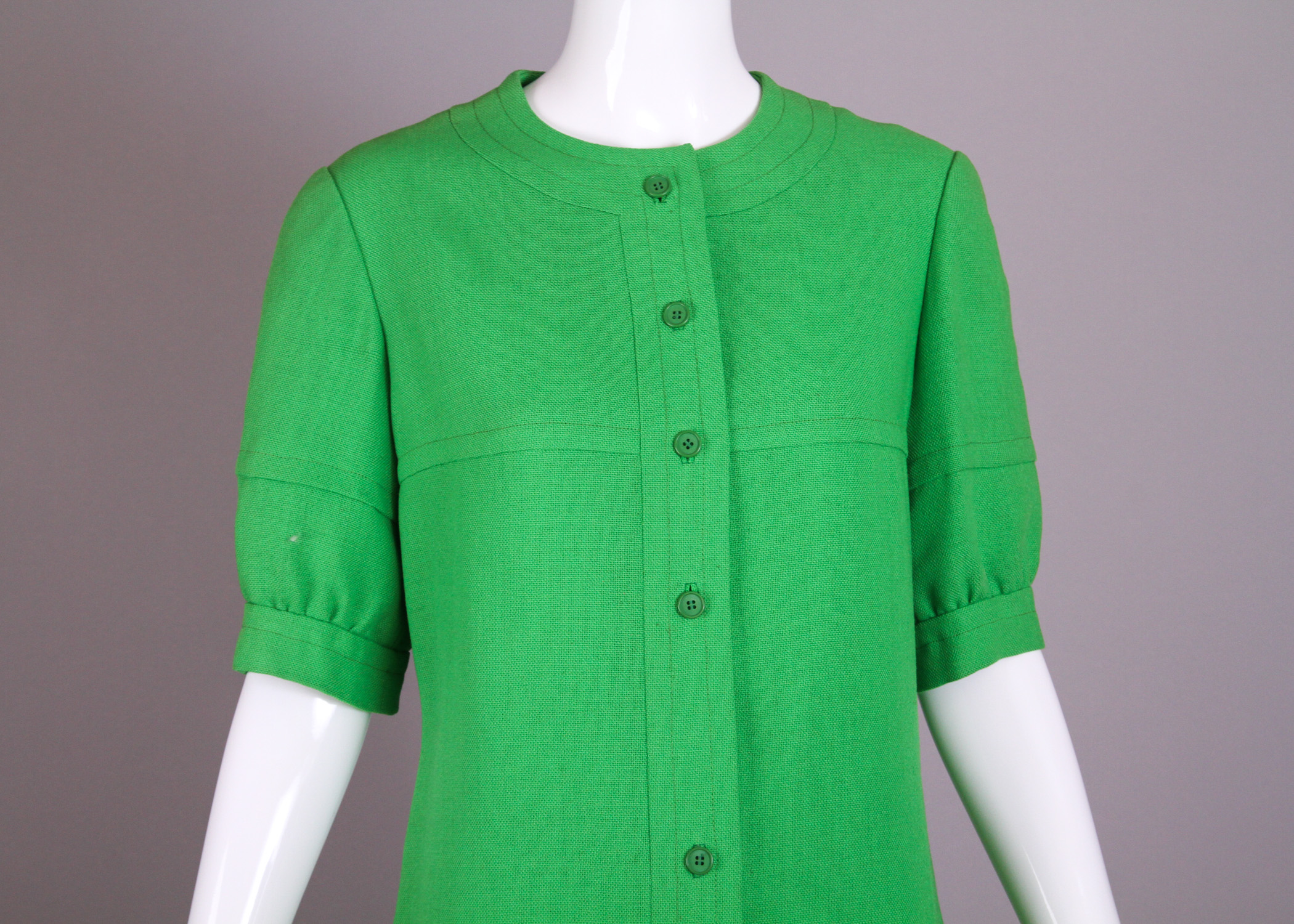 Vintage Hubert de Givenchy Green Linen Shift Dress