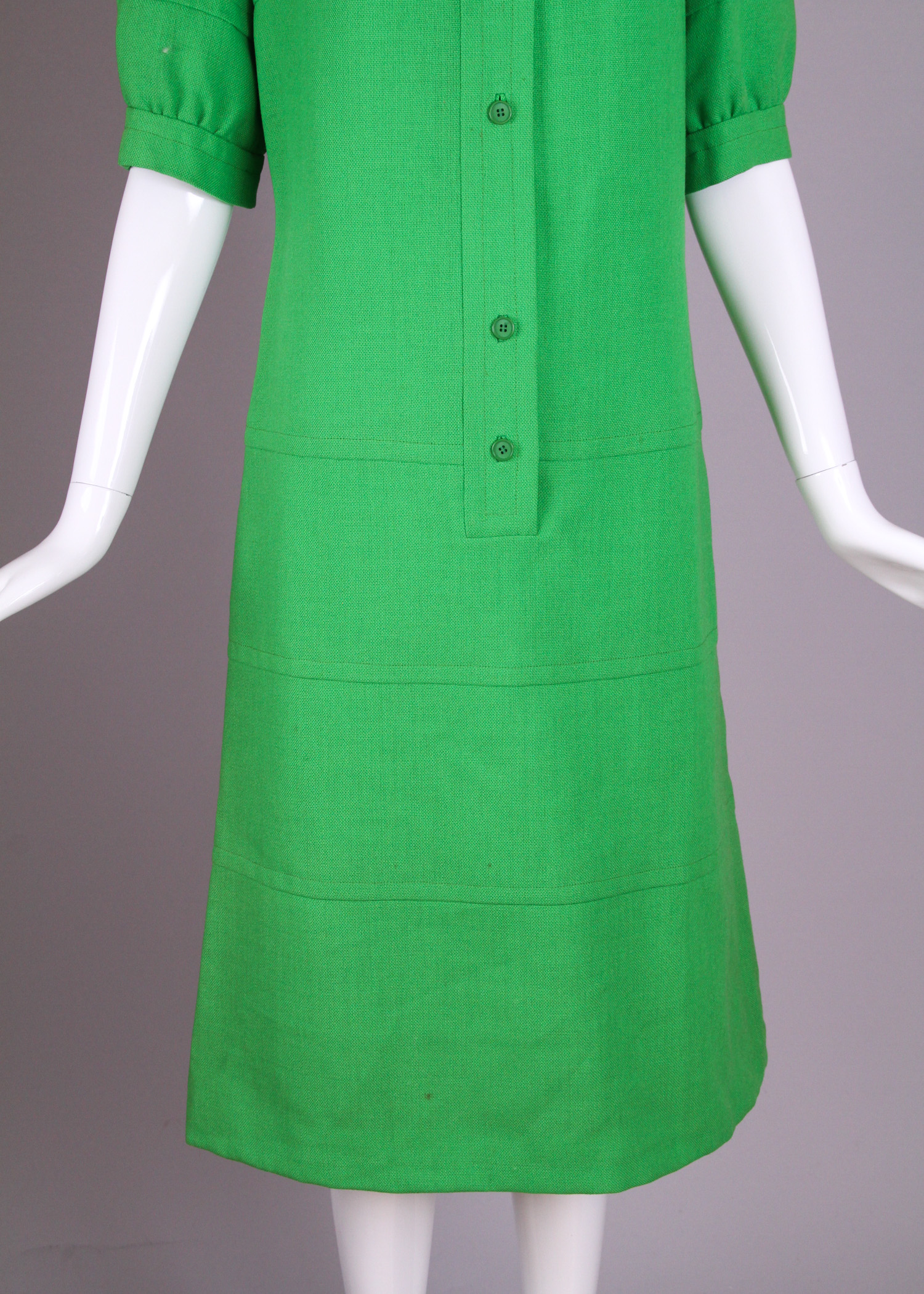 Vintage Hubert de Givenchy Green Linen Shift Dress