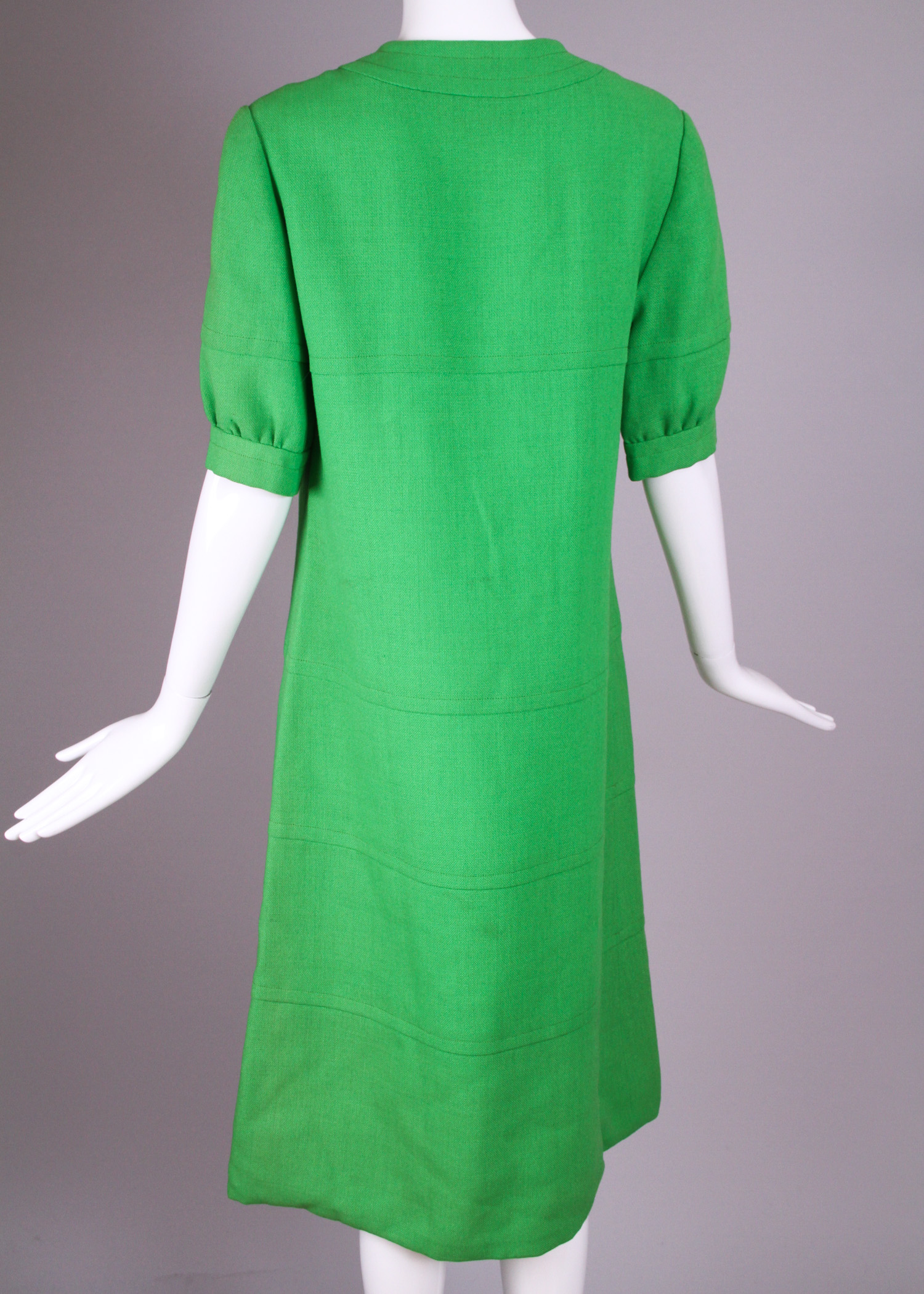 Vintage Hubert de Givenchy Green Linen Shift Dress