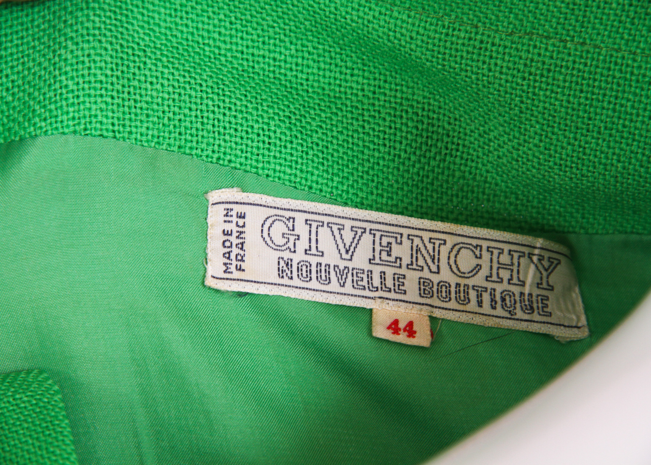 Vintage Hubert de Givenchy Green Linen Shift Dress