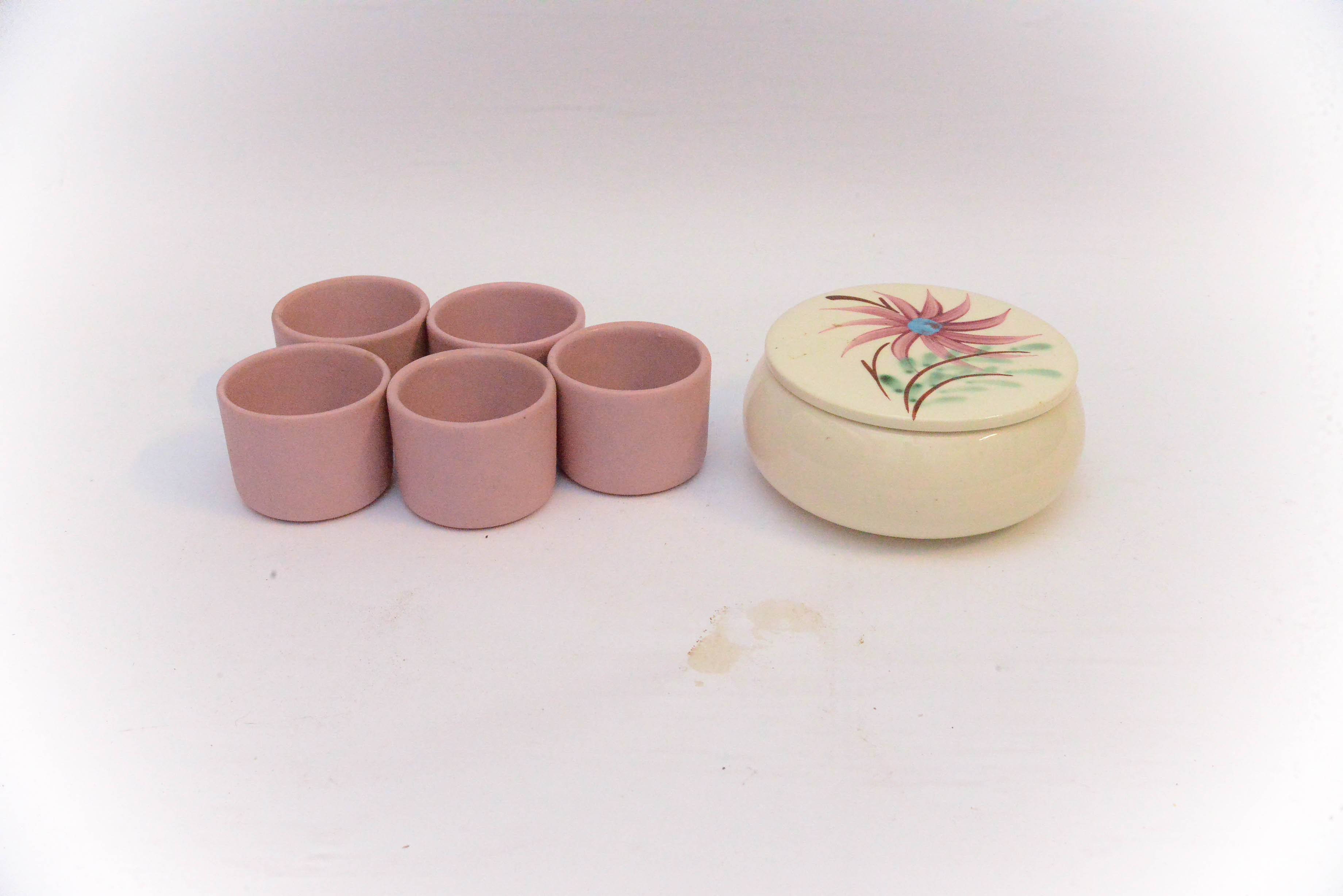 Roseville Rustic Trinket Box and Pigeon Forge Pottery Cups