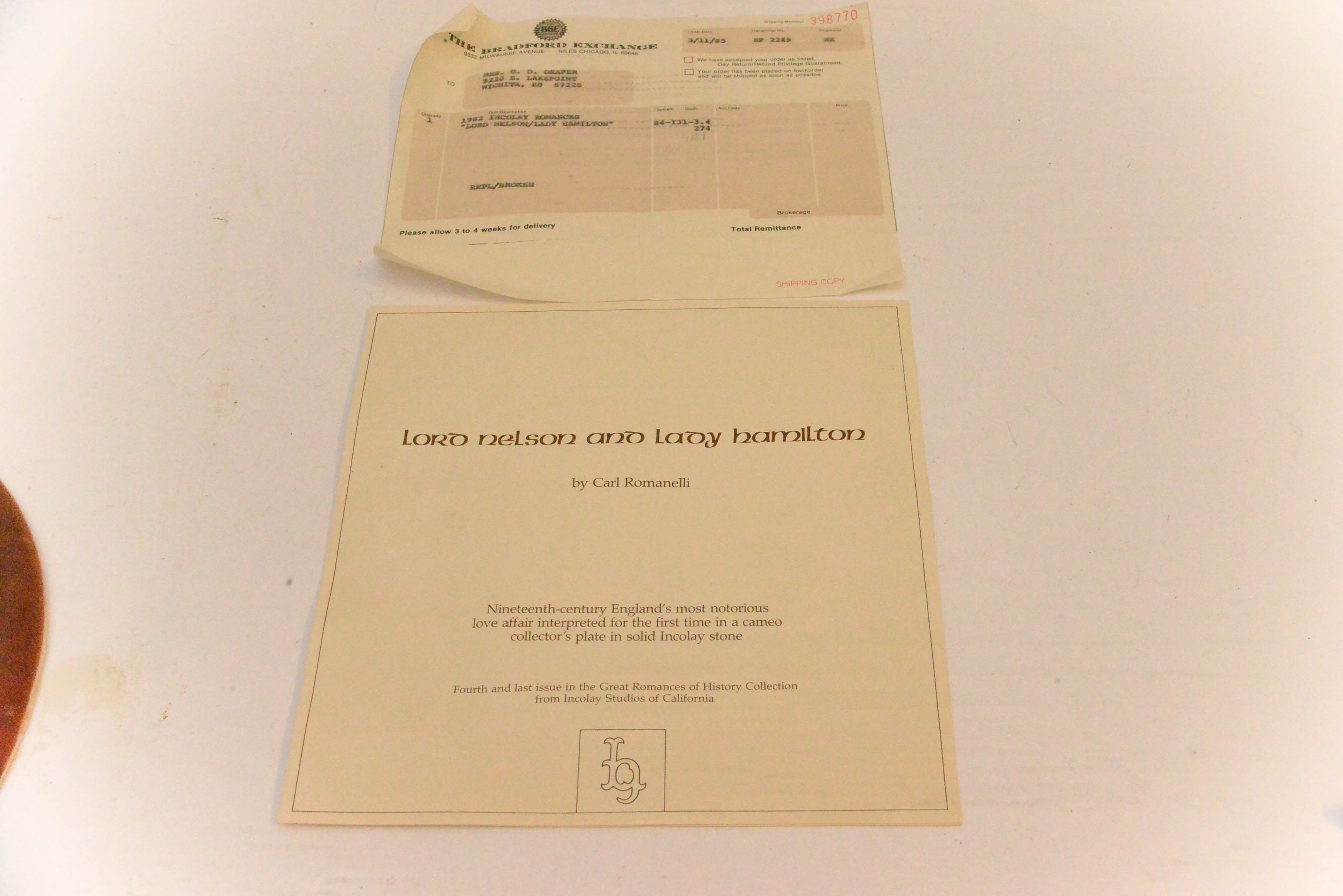 Incolay Stone Carving of Lord Nelson and Lady Hamilton