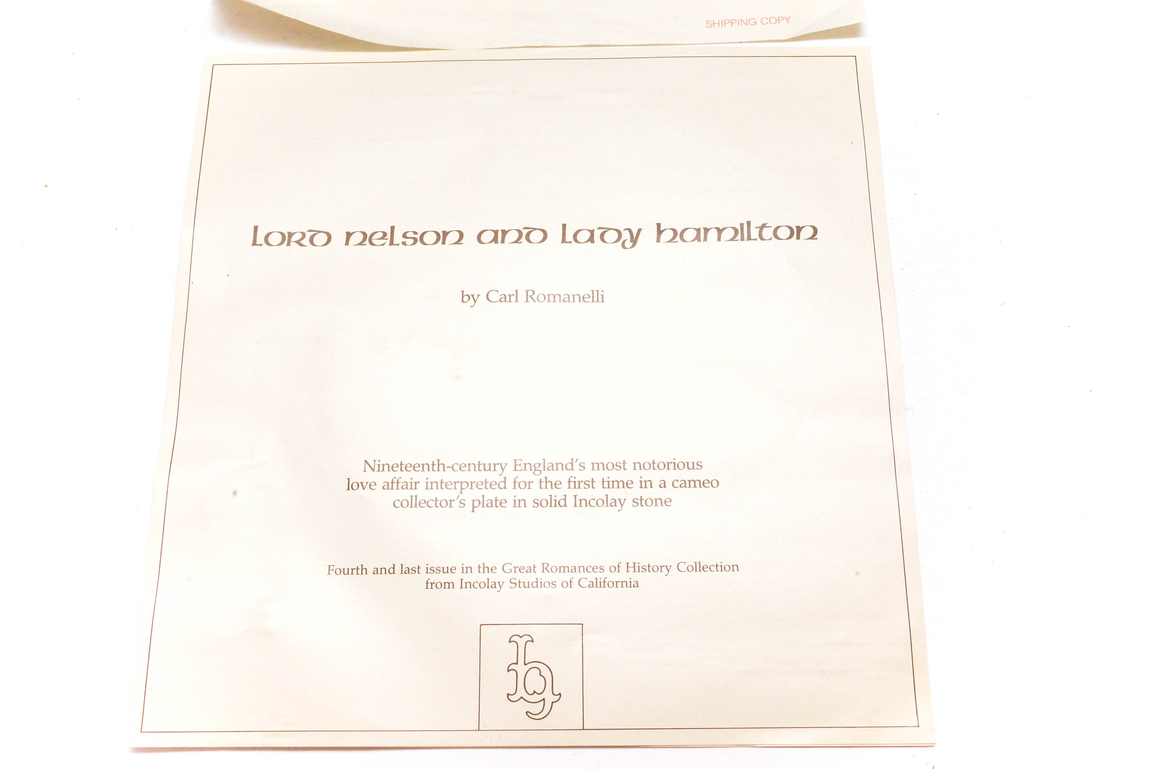 Incolay Stone Carving of Lord Nelson and Lady Hamilton