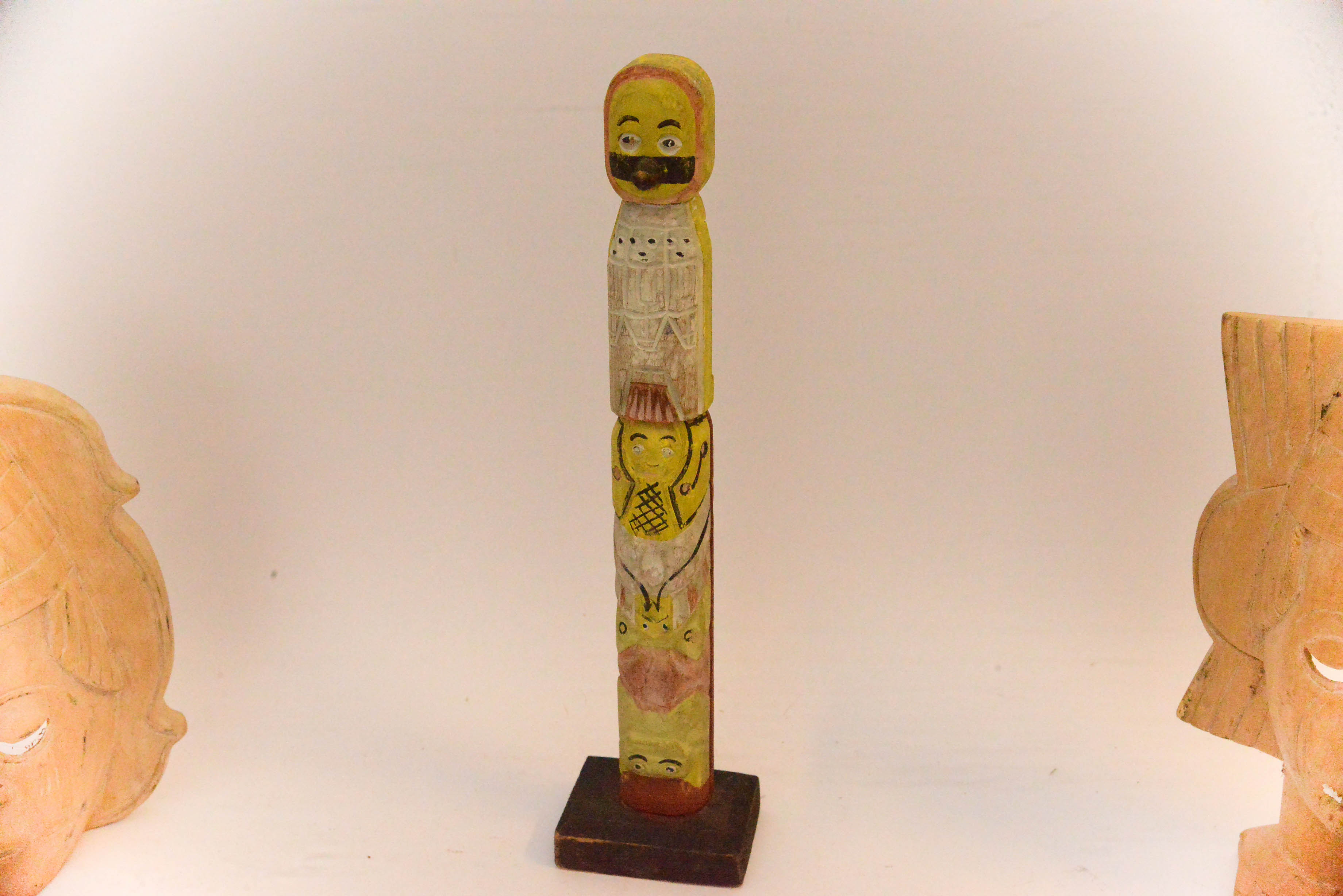 Carved Wood Masks and Totem