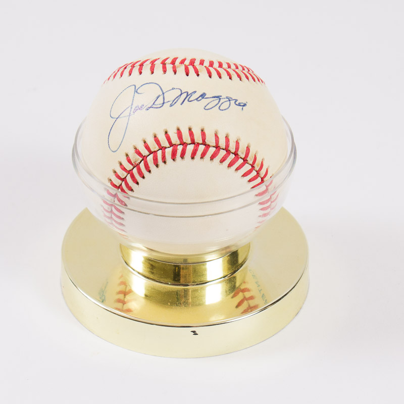 Joe DiMaggio Autographed Baseball with Stand