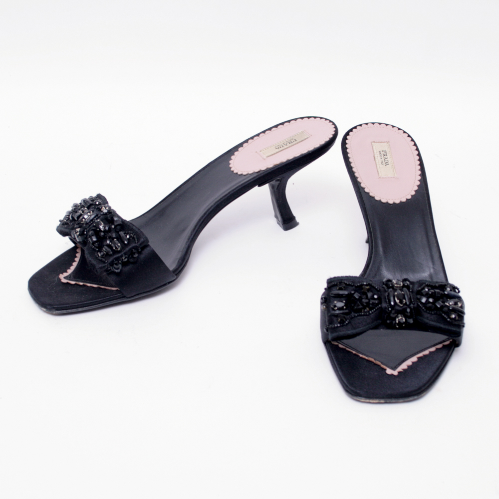 Prada Calzature Donna Beaded Bow Dress Sandal