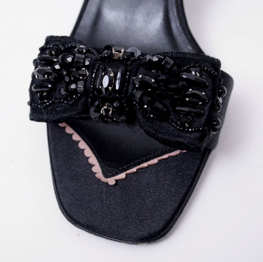 Prada Calzature Donna Beaded Bow Dress Sandal