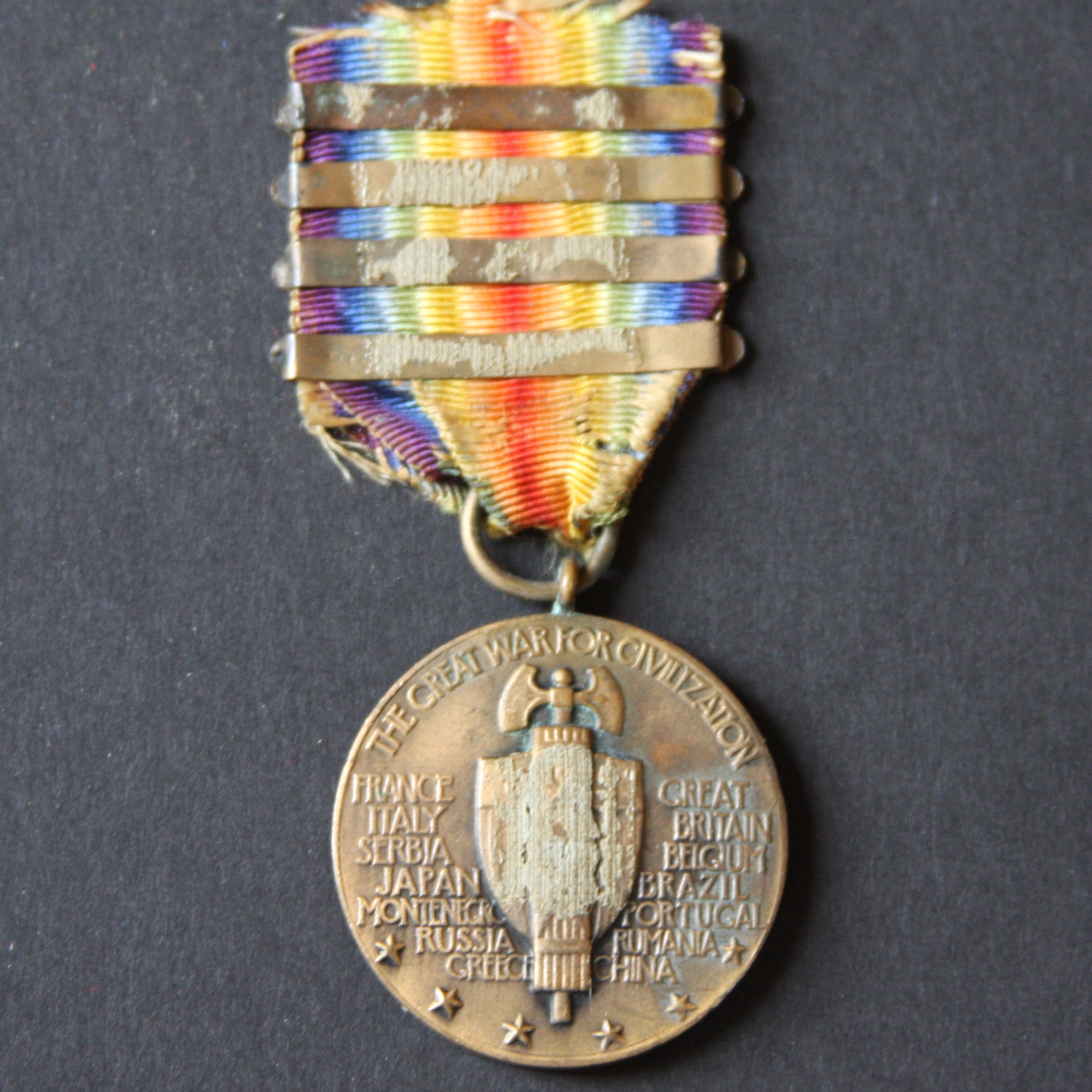 WW I Militaria Allied Victory Medal and Blue Star Banner