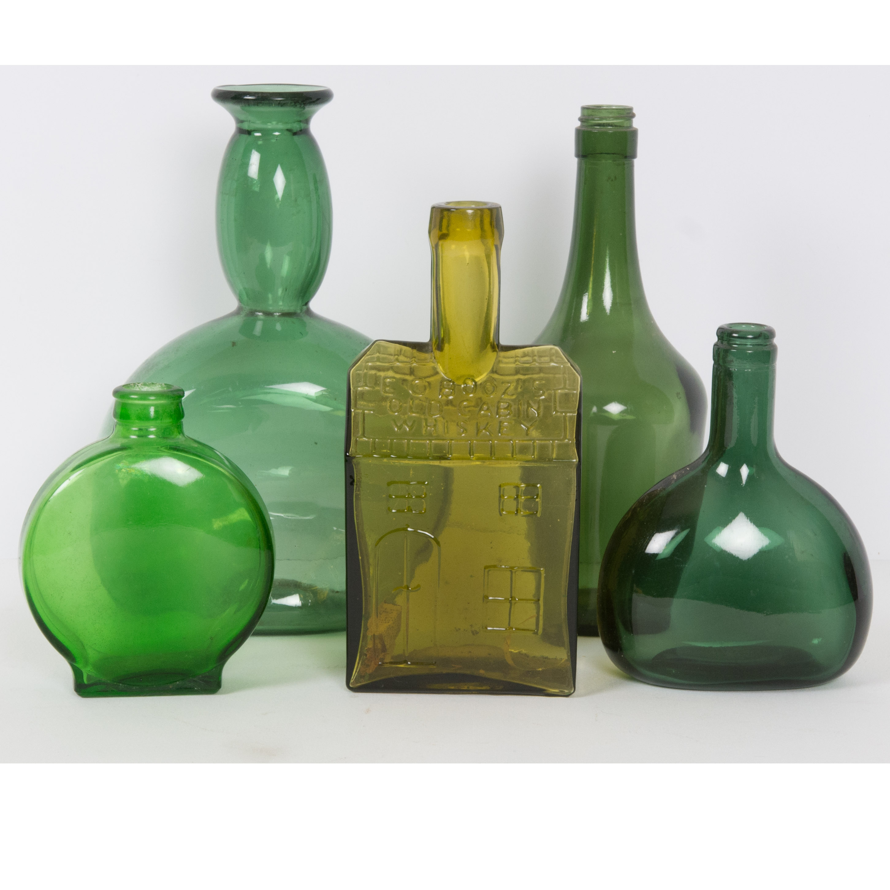 Assorted Green Glass Bottles