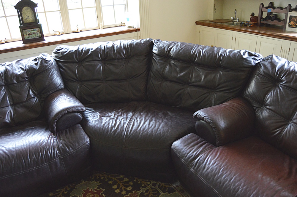 Modern Leggett & Platt "Dylan" Espresso Leather Sectional with Recliners