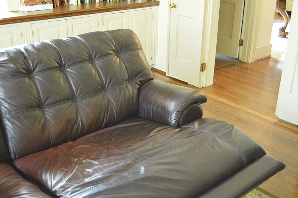 Modern Leggett & Platt "Dylan" Espresso Leather Sectional with Recliners