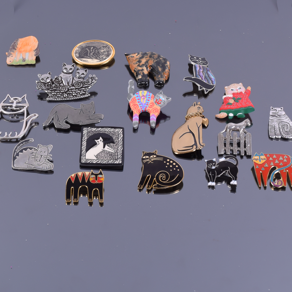 Collection of Pins With Cat Box