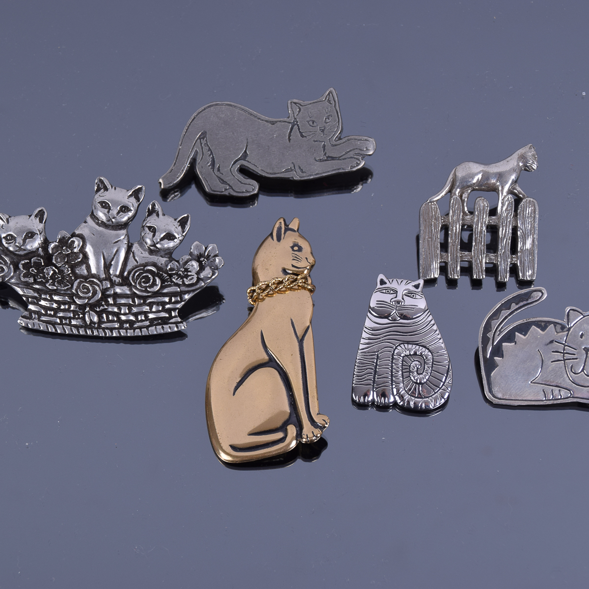 Collection of Pins With Cat Box