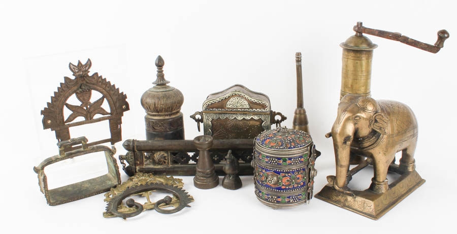 Assortment of Metal Indian Objects