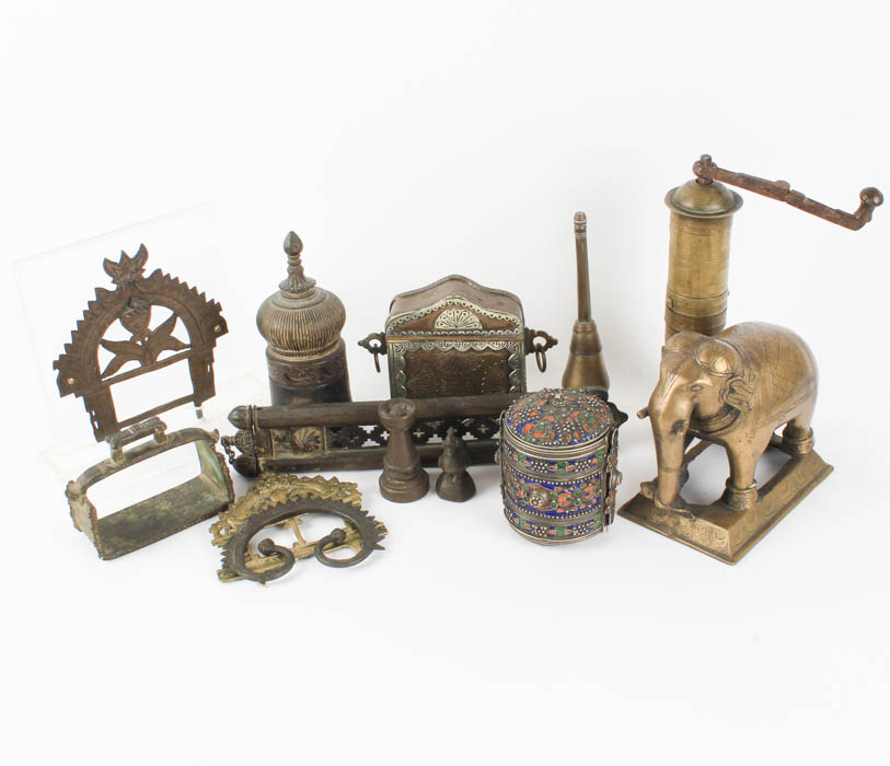 Assortment of Metal Indian Objects