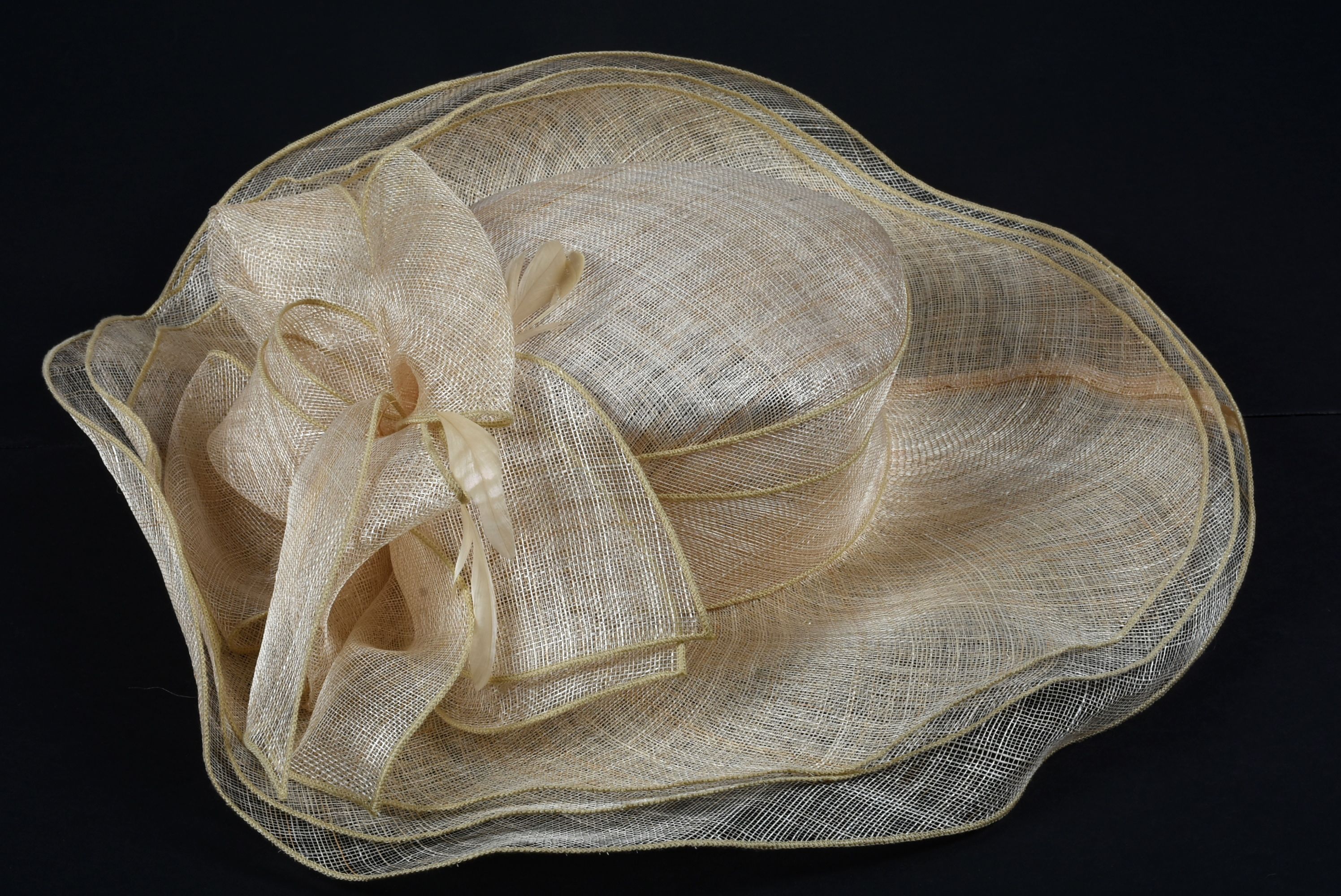 Sinamay Straw Layered Hat with Bow