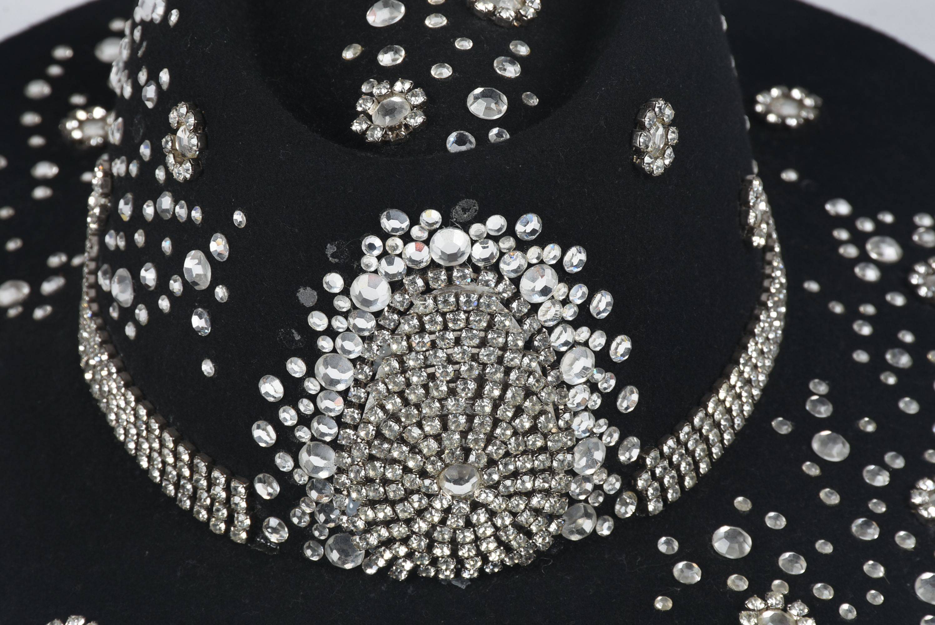 Black Felt Cowboy Hat Embellished with Rhinestones