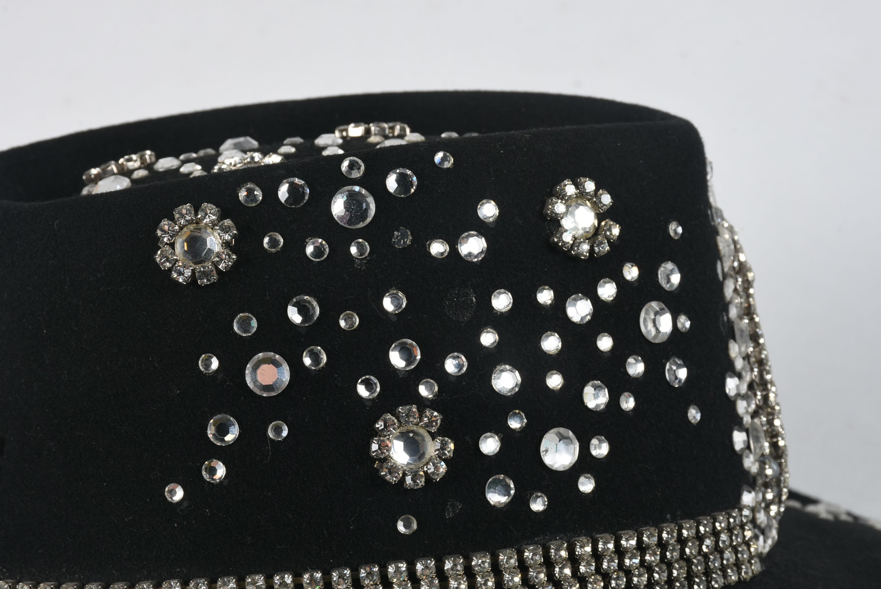 Black Felt Cowboy Hat Embellished with Rhinestones