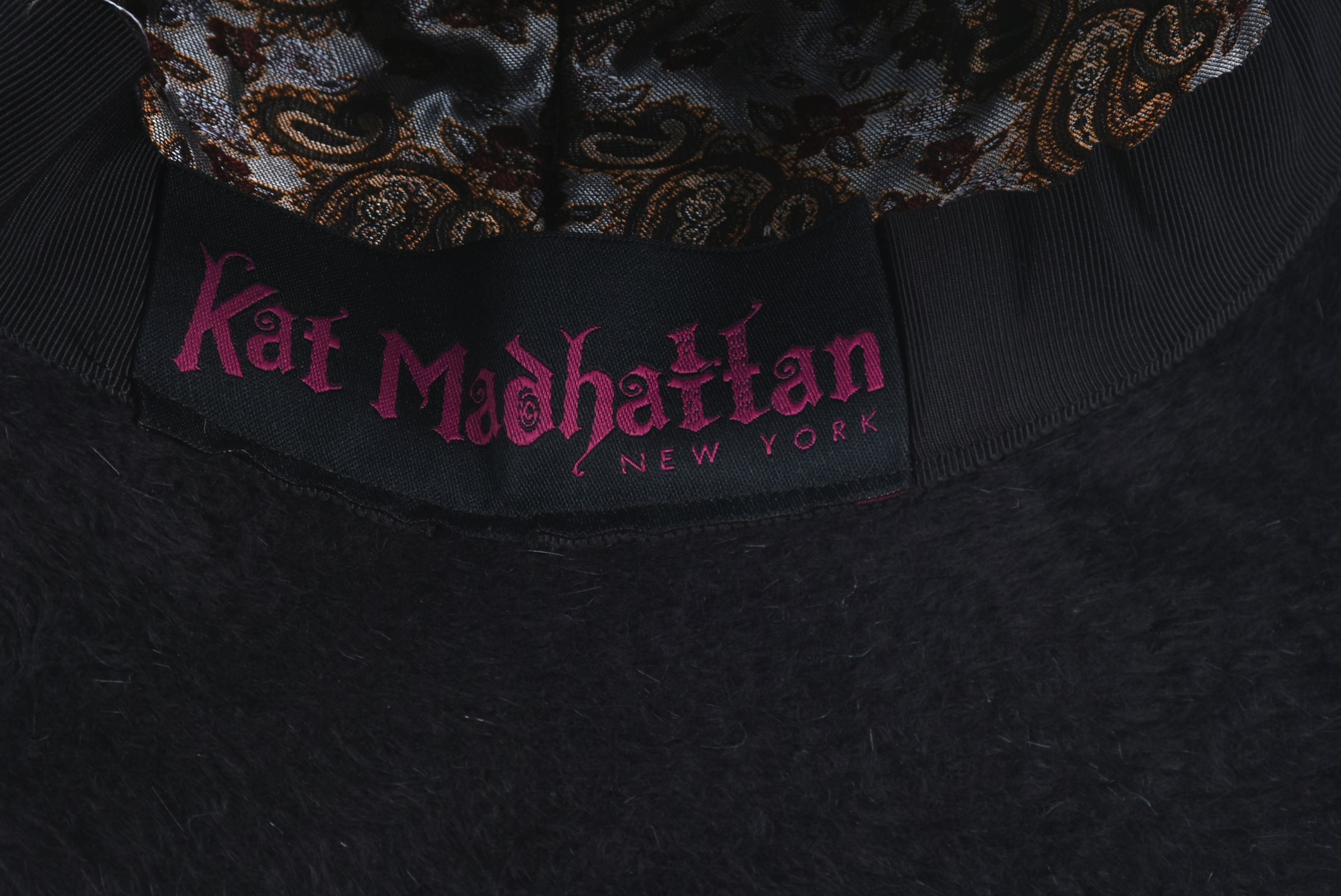 Kat Madhattan of New York Black Faux Fur Bohemian Hat with Flower