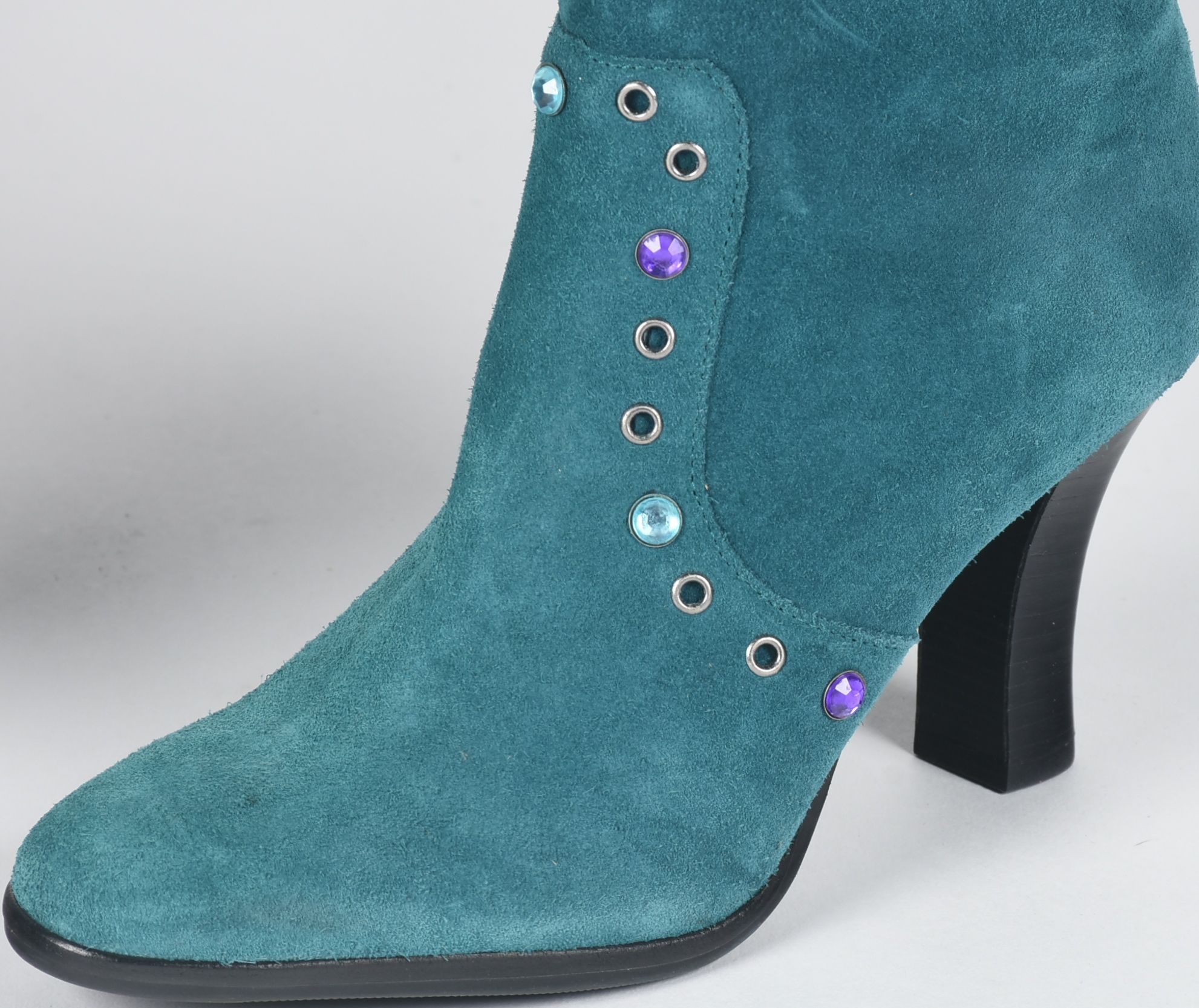 Gianni Bini Designer Teal Suede Embellished Tall Boots