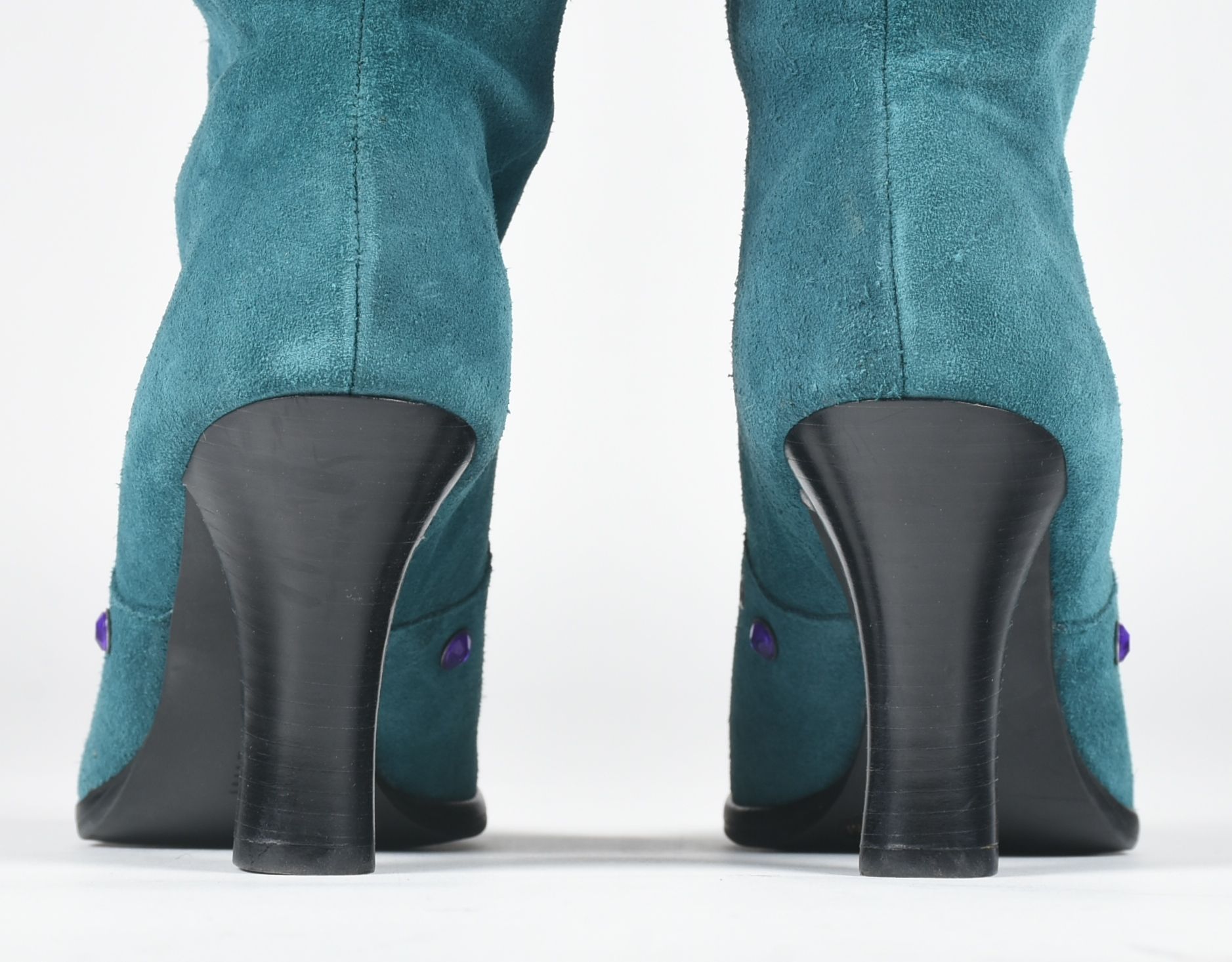 Gianni Bini Designer Teal Suede Embellished Tall Boots