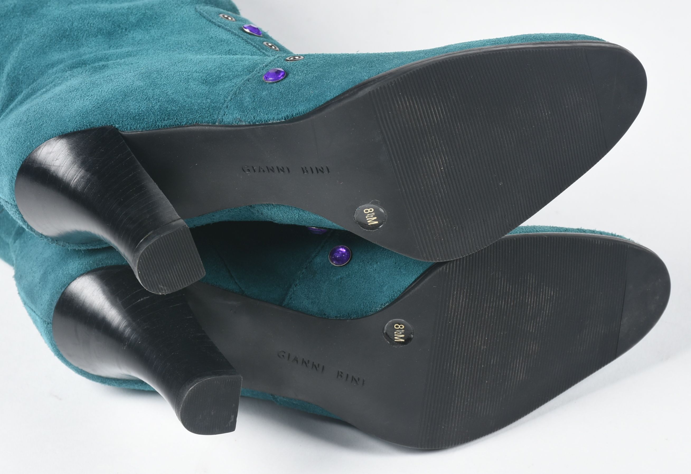 Gianni Bini Designer Teal Suede Embellished Tall Boots