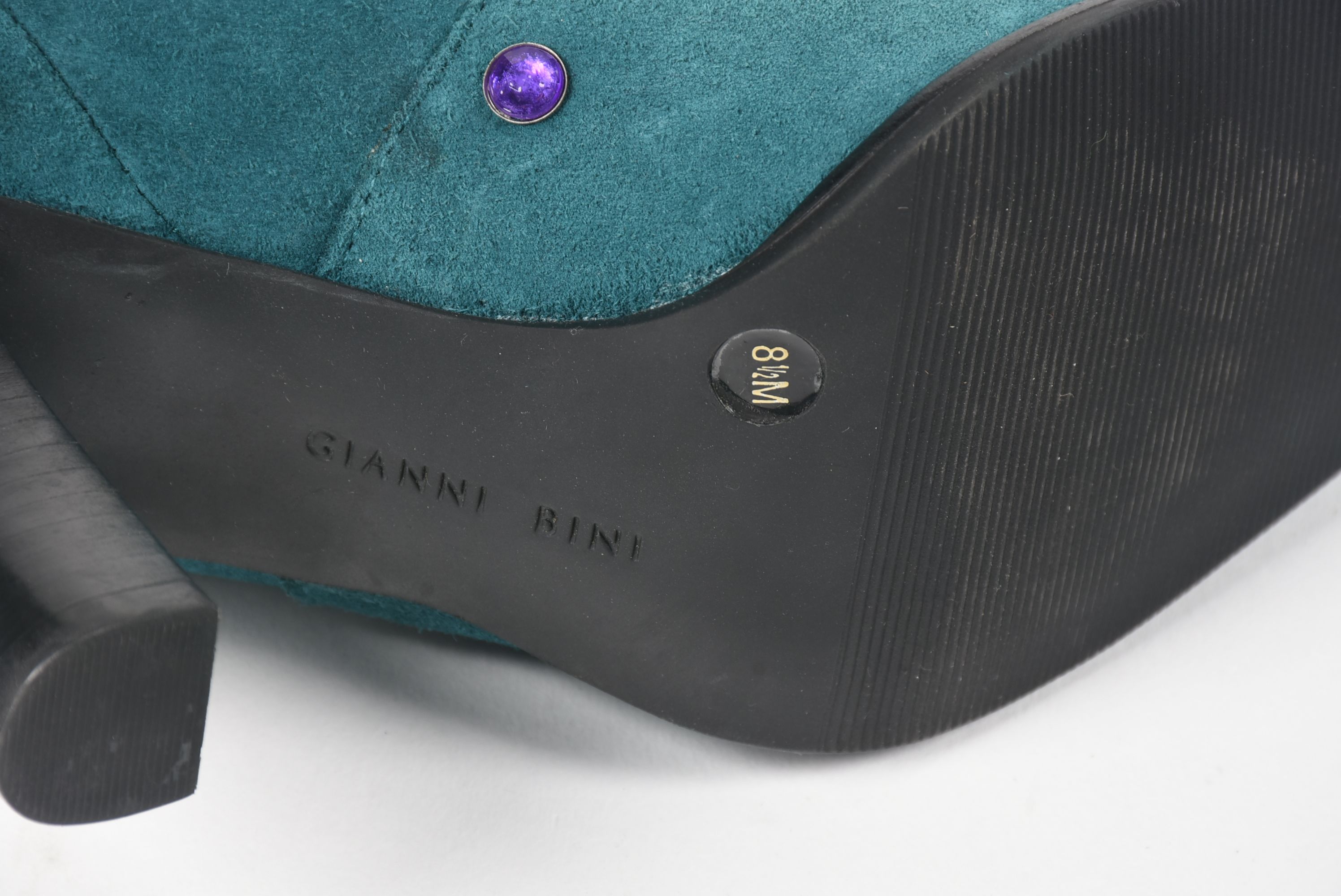 Gianni Bini Designer Teal Suede Embellished Tall Boots