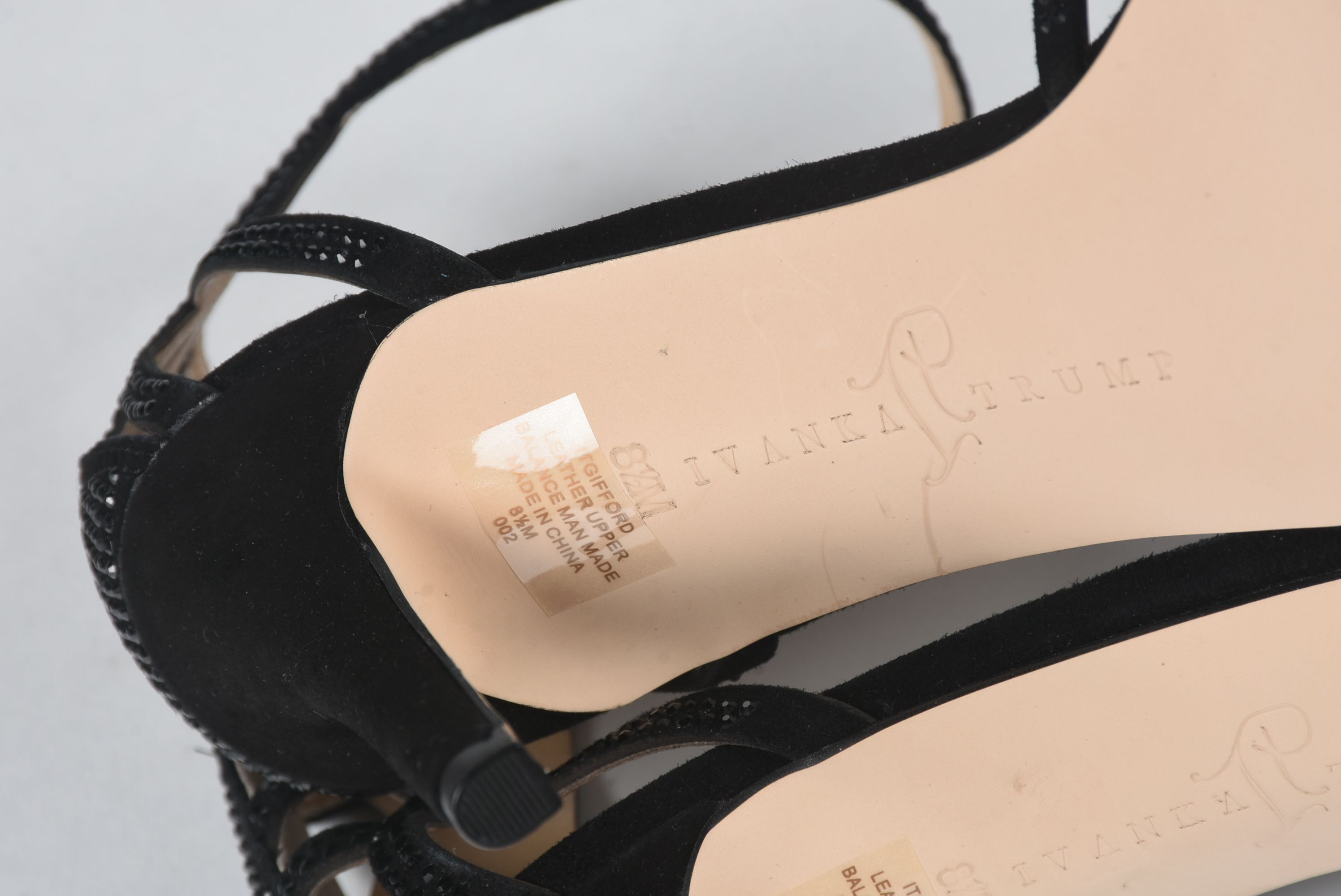 Ivanka Trump "Gifford" Black Suede Heels with Black Rhinestones