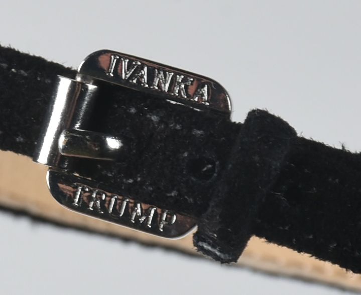 Ivanka Trump "Gifford" Black Suede Heels with Black Rhinestones