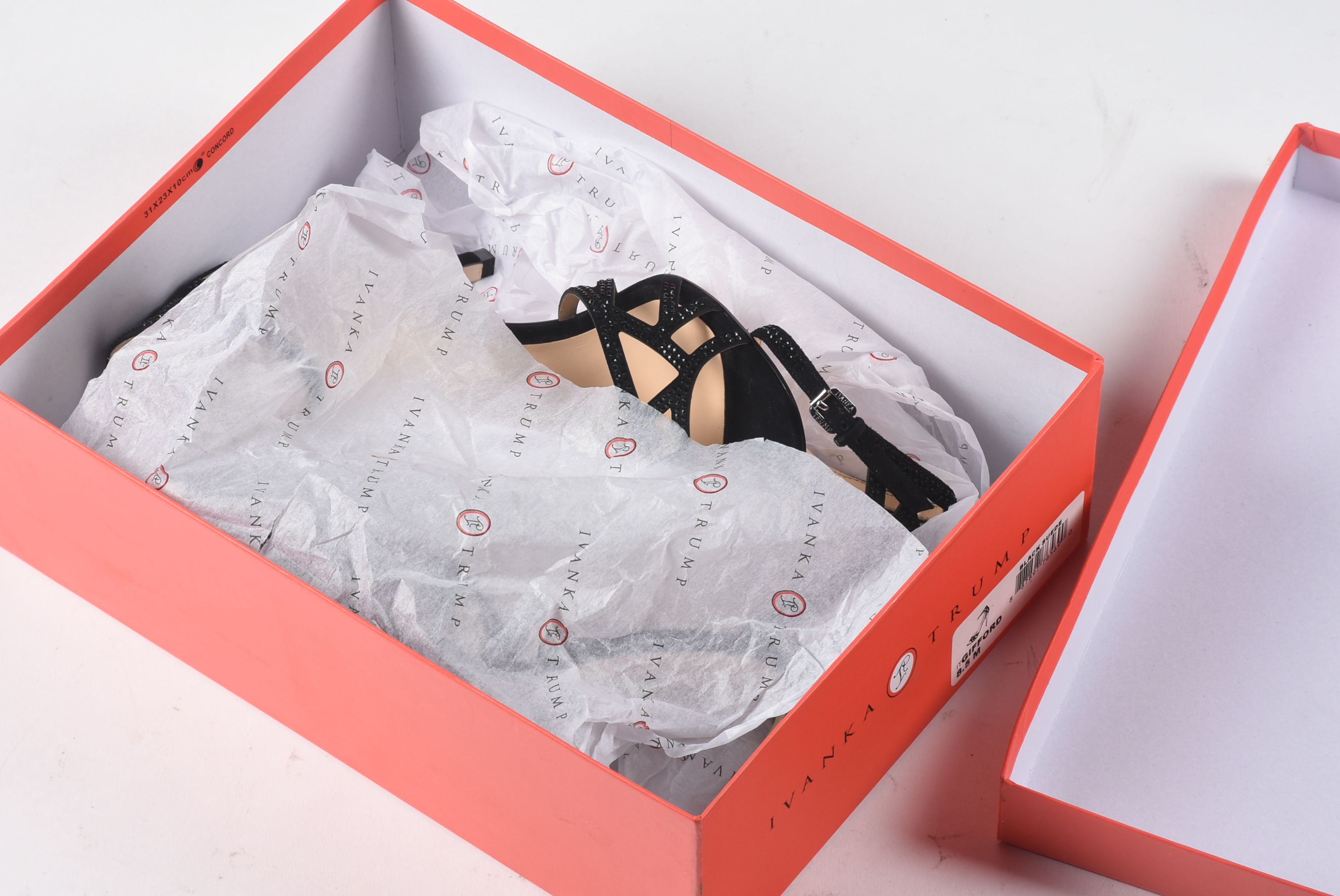 Ivanka Trump "Gifford" Black Suede Heels with Black Rhinestones