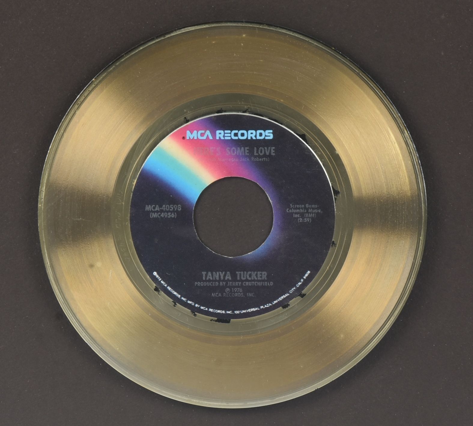 Framed Plaque from MCA Records Presented to Tanya Tucker on Her 18th Birthday