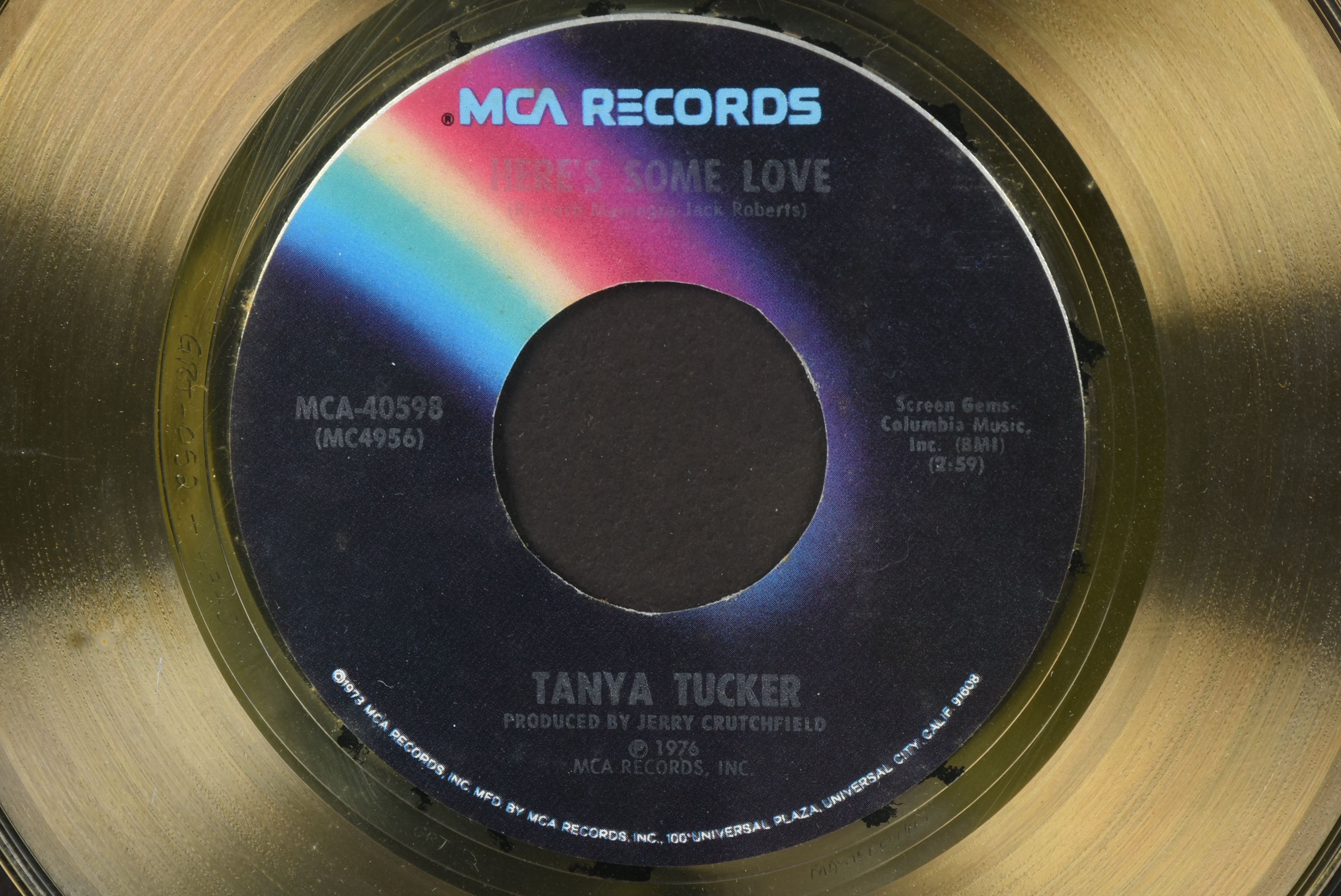 Framed Plaque from MCA Records Presented to Tanya Tucker on Her 18th Birthday