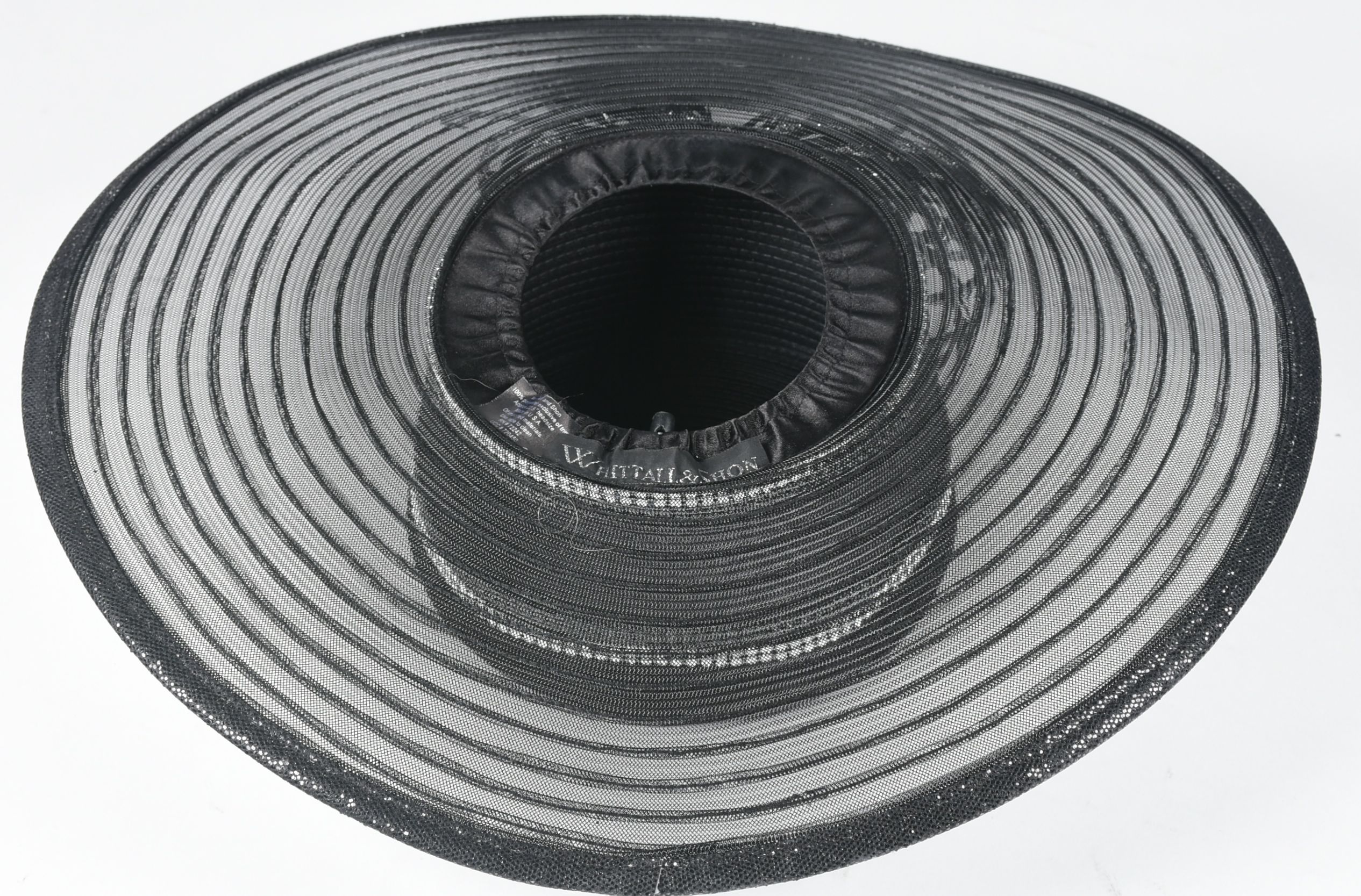 Whittal & Shon Black Cellophane Picture Hat with Rhinestones Tanya Wore at The Steeplechase