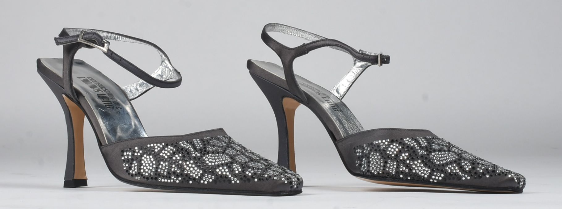 Thomas Lang "Lola" Ankle Strap Sling Backs with Rhinestones